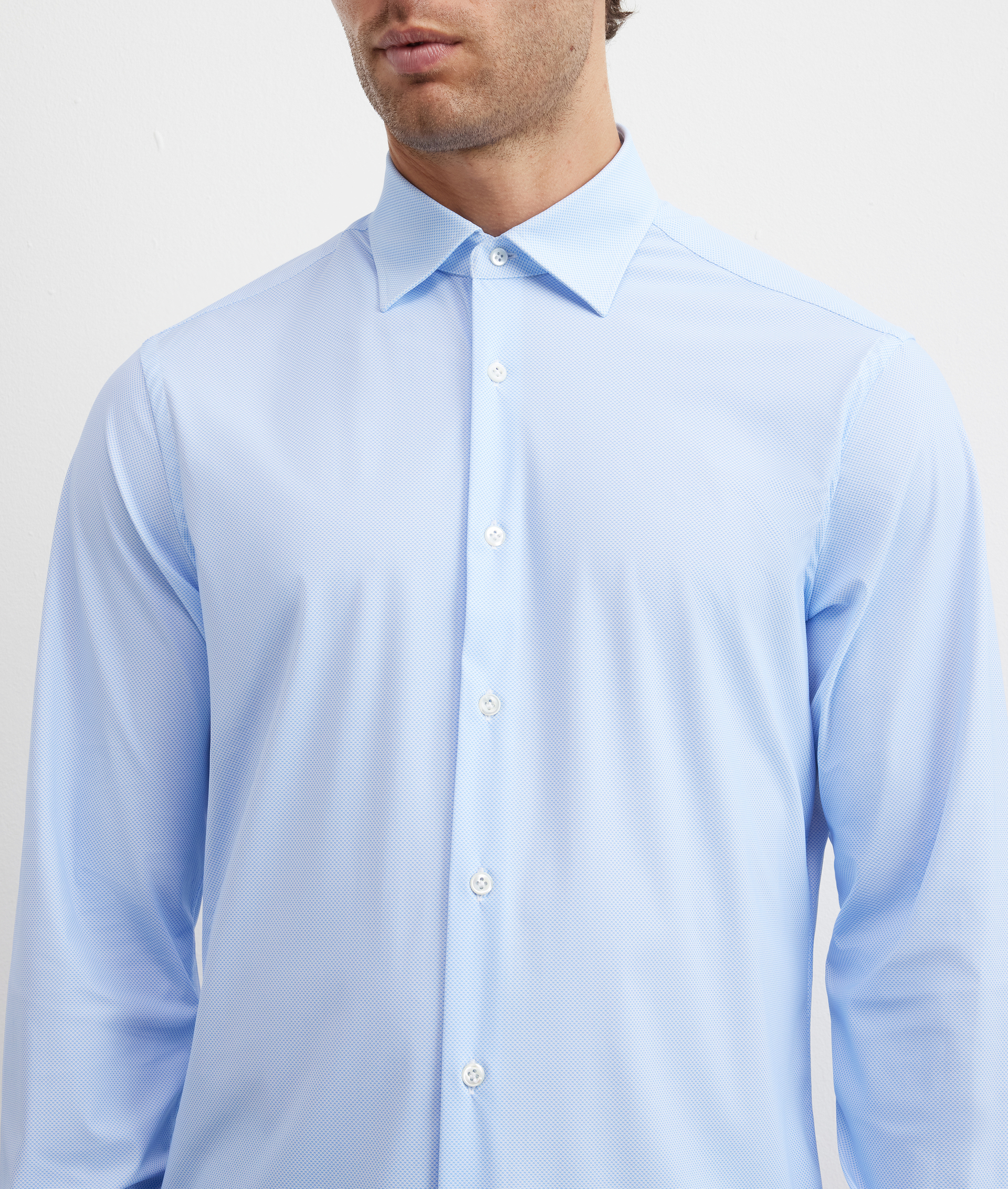 camicia collo milano regular fit in elastane e nylon azzurro - Pal Zileri | Official Website