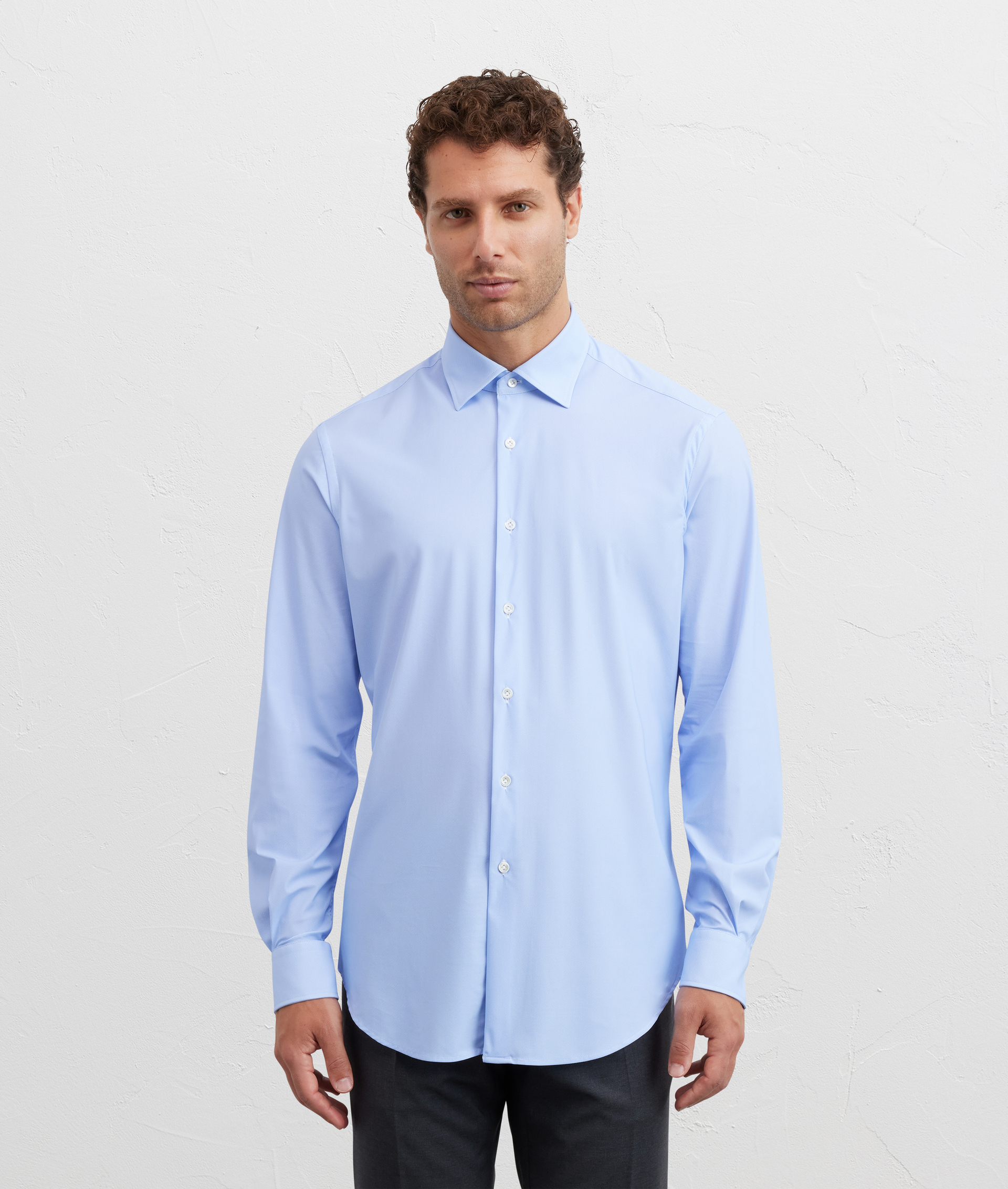camicia collo milano regular fit in elastane e nylon azzurro - Pal Zileri | Official Website