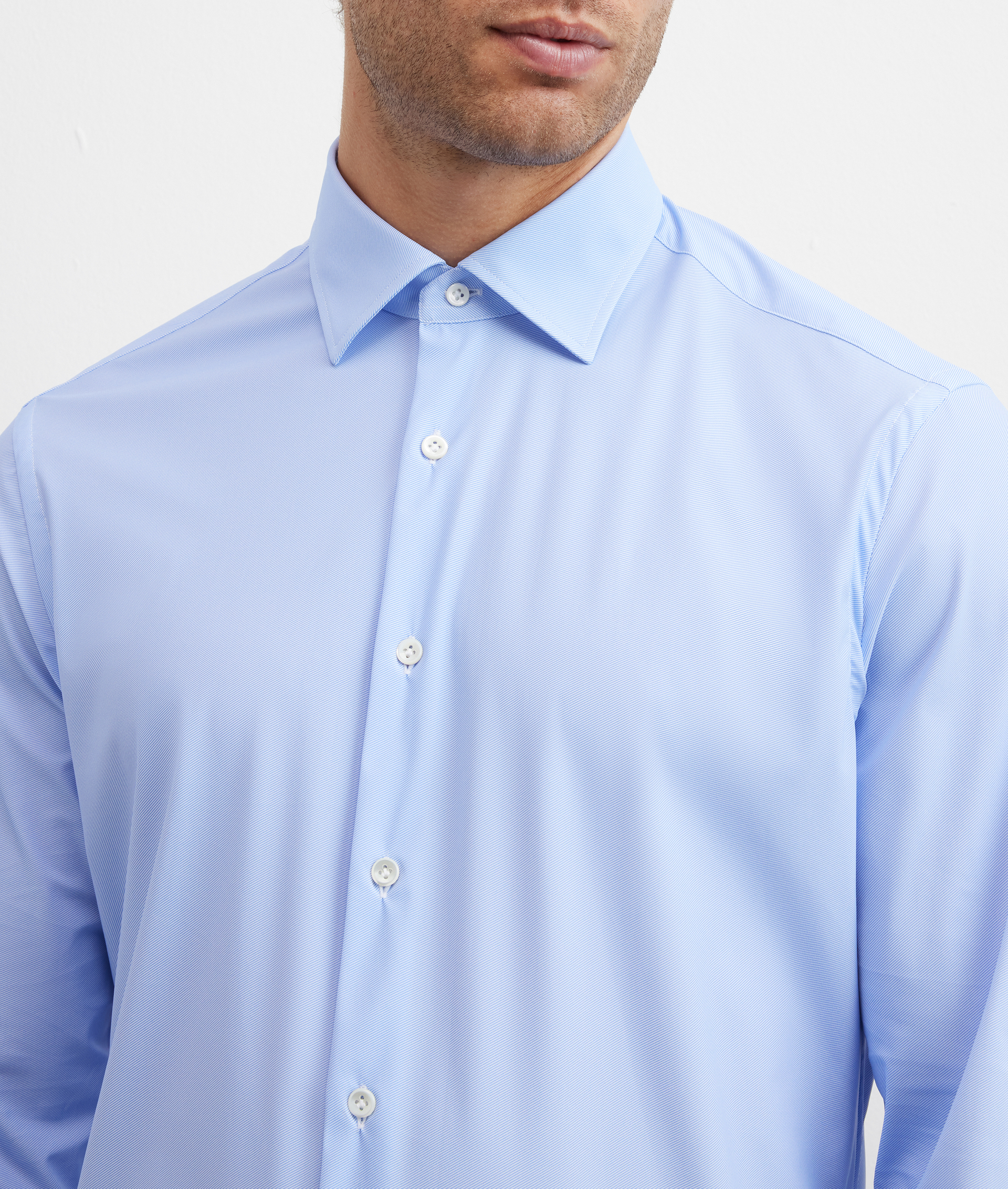camicia collo milano regular fit in elastane e nylon azzurro - Pal Zileri | Official Website