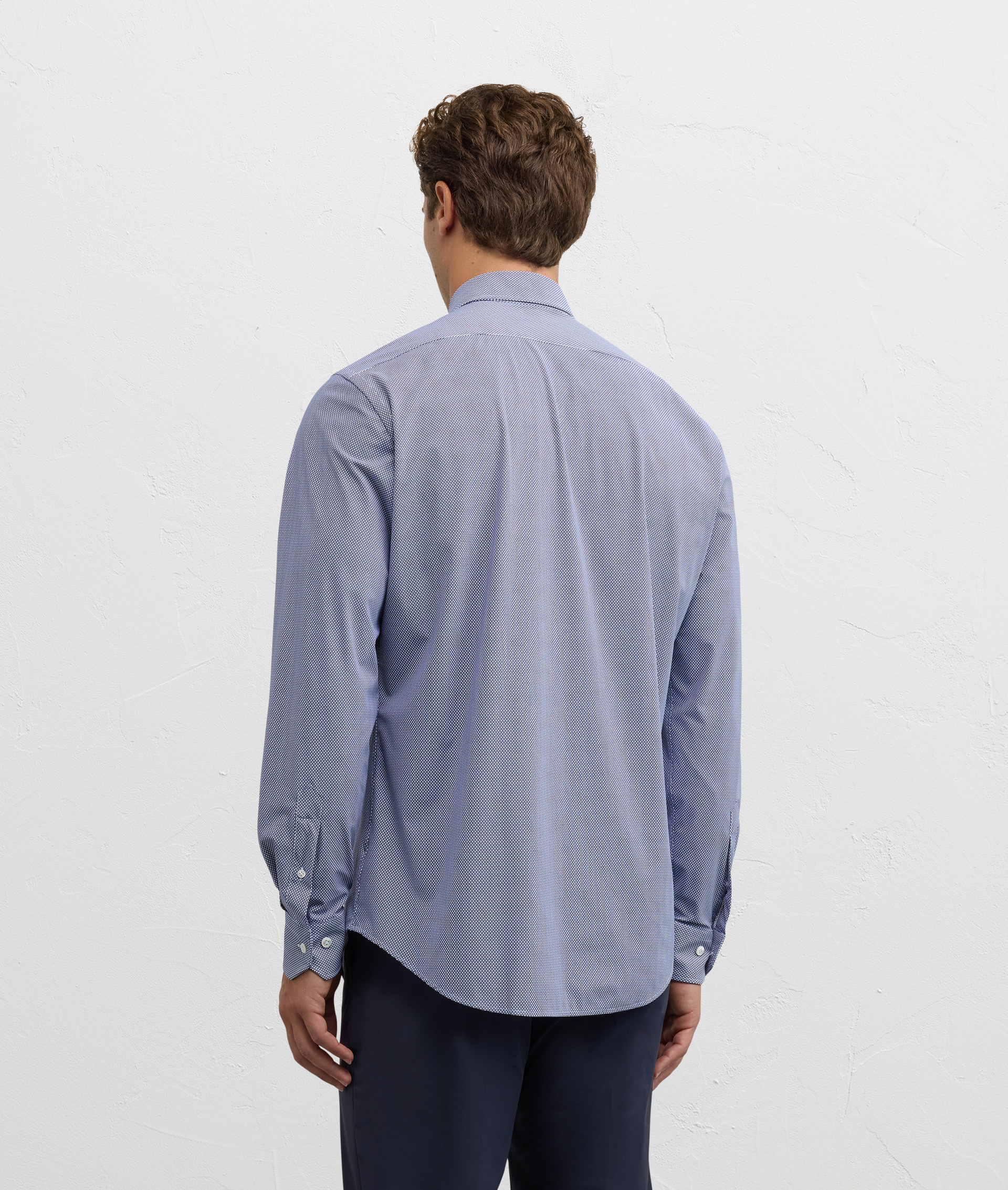 shirt milano collar regular fit in nylon and elastane blue - Pal Zileri | Official Website