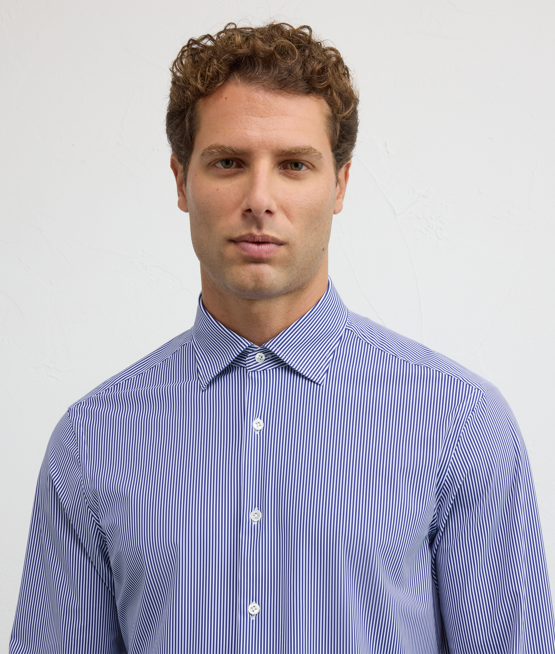 shirt milano collar regular fit in nylon and elastane blue - Pal Zileri | Official Website