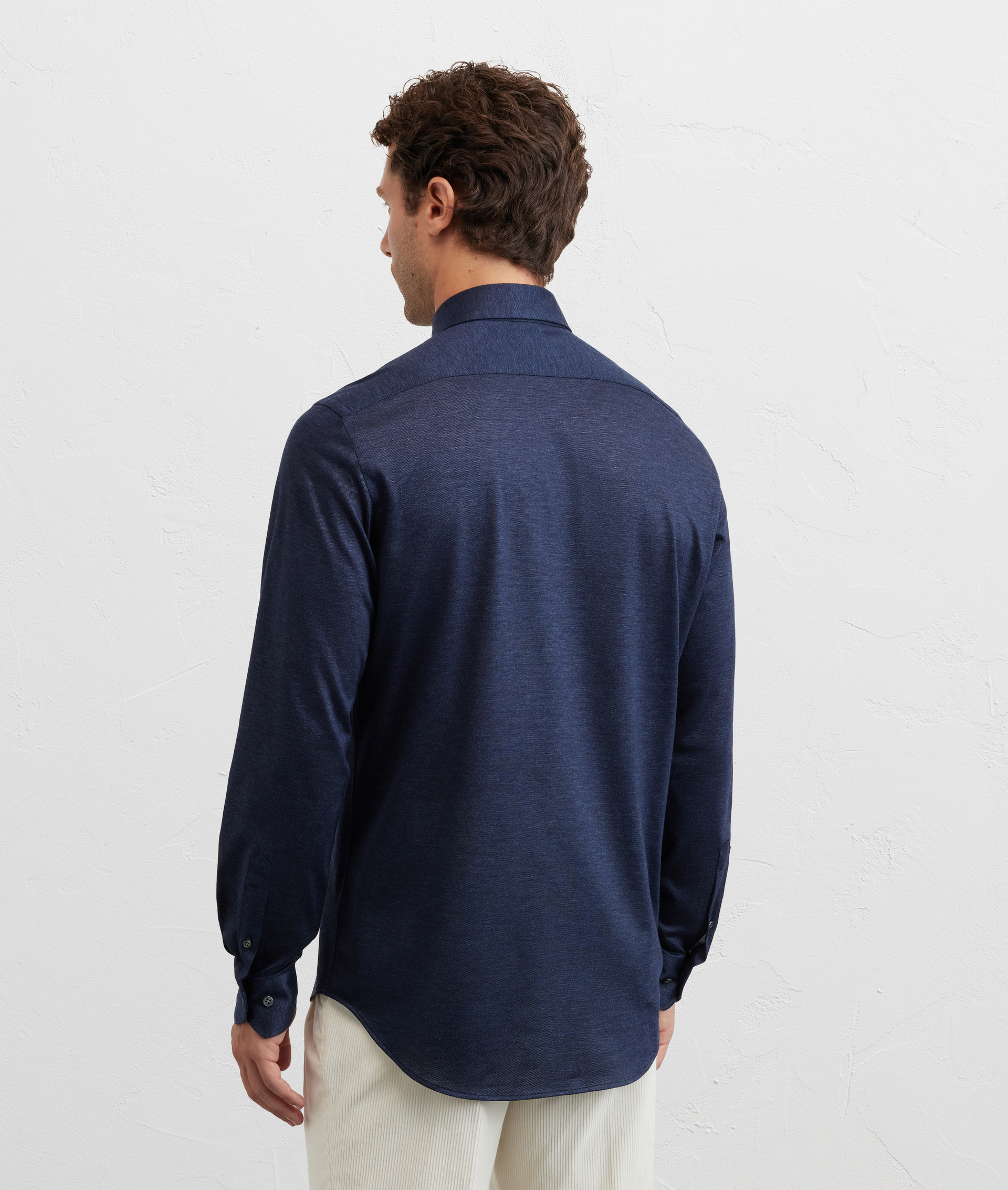 camicia collo milano regular fit in cotone e lyocell blu navy - Pal Zileri | Official Website