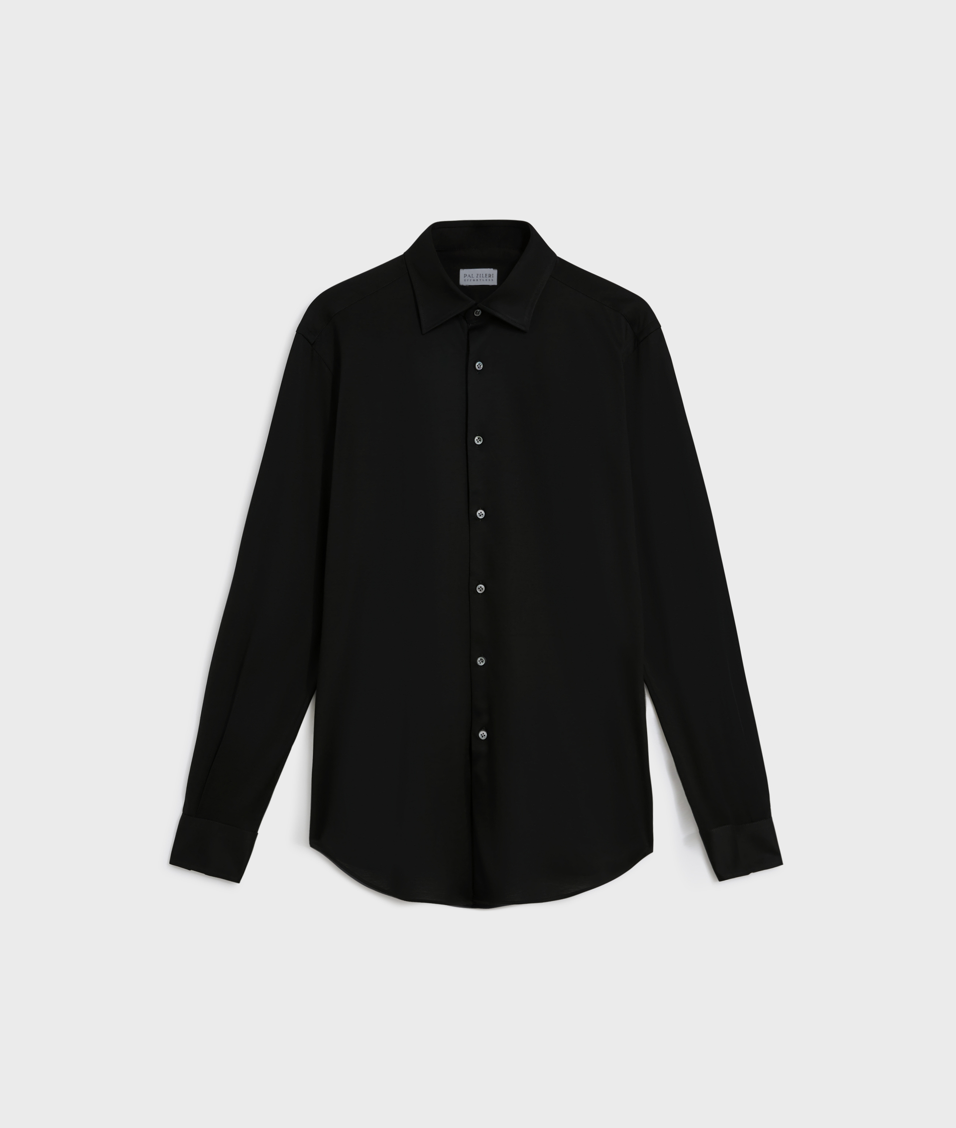 black milano collar shirt in stretch cotton jersey | Pal Zileri