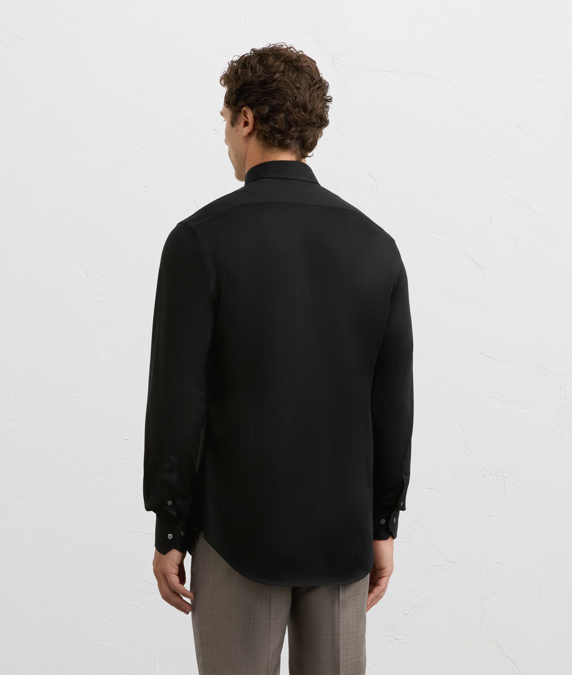 black milano collar shirt in stretch cotton jersey | Pal Zileri