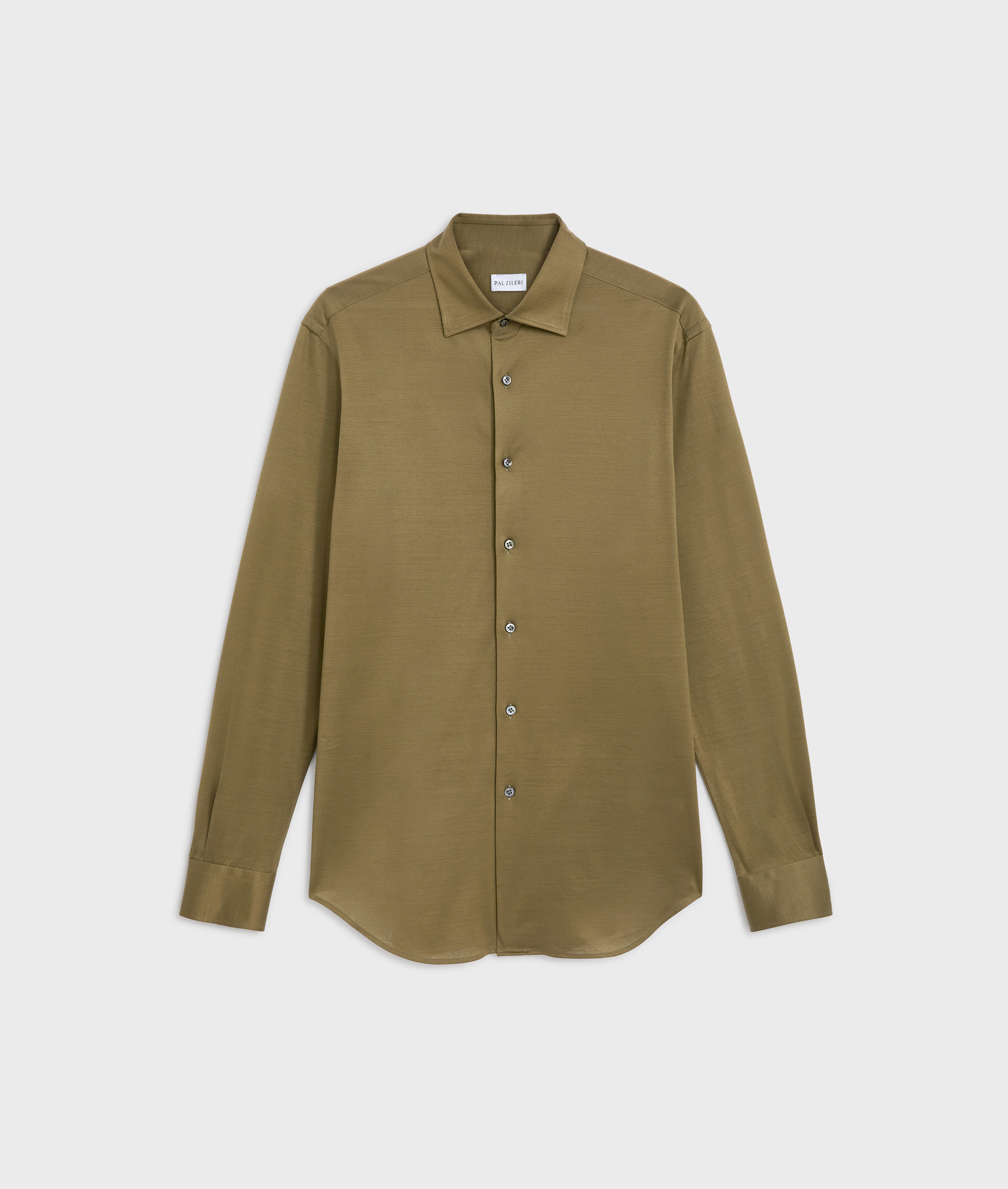 camicia collo milano regular fit in jersey di cotone verde - Camicie - Pal Zileri | Official Website