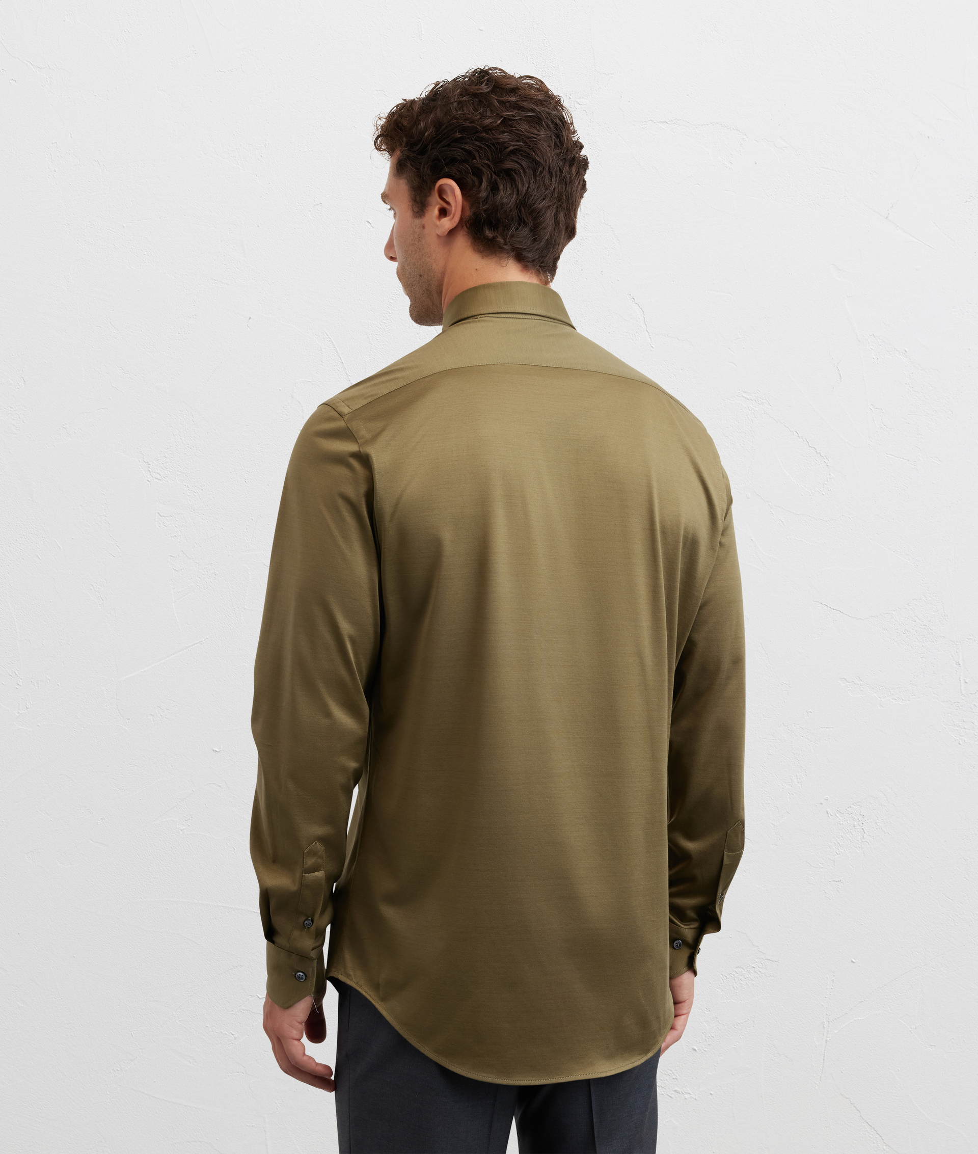 camicia collo milano regular fit in jersey di cotone verde - Pal Zileri | Official Website