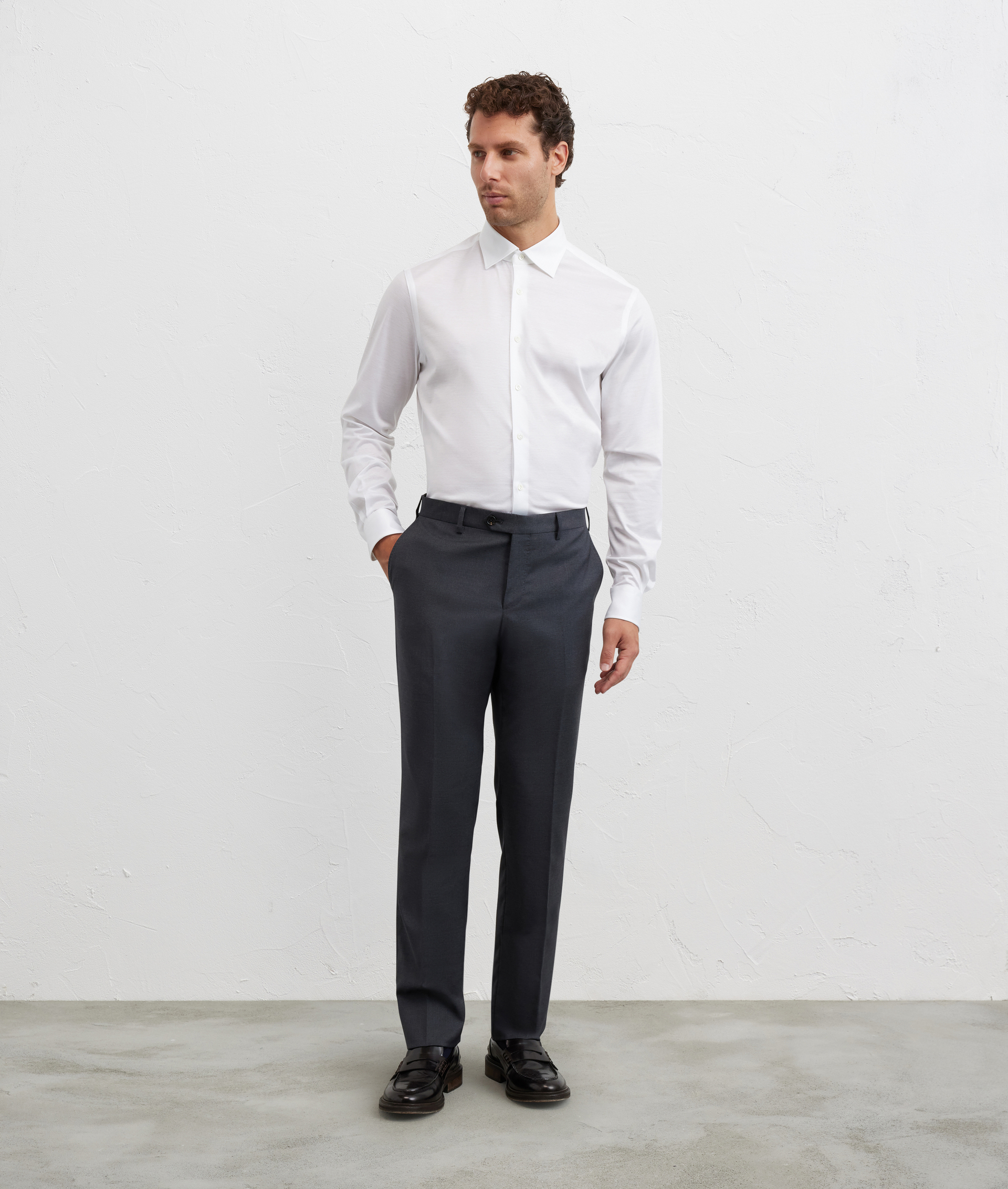 camicia collo milano regular fit in jersey di cotone bianco - Pal Zileri | Official Website