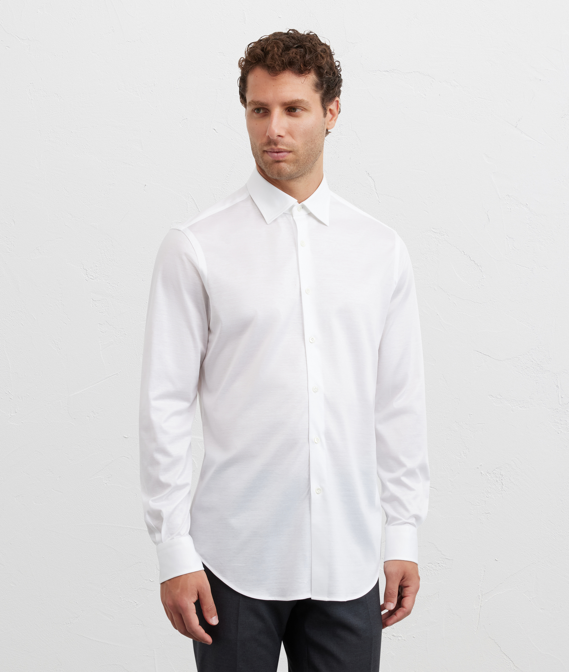 camicia collo milano regular fit in jersey di cotone bianco - Pal Zileri | Official Website