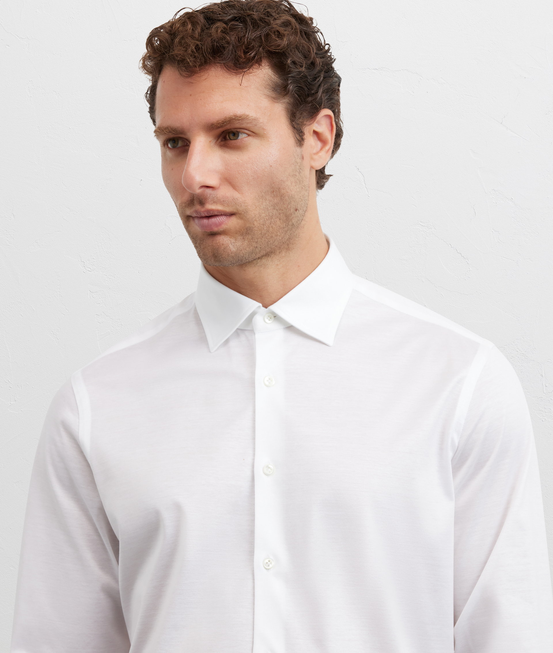 camicia collo milano regular fit in jersey di cotone bianco - Pal Zileri | Official Website