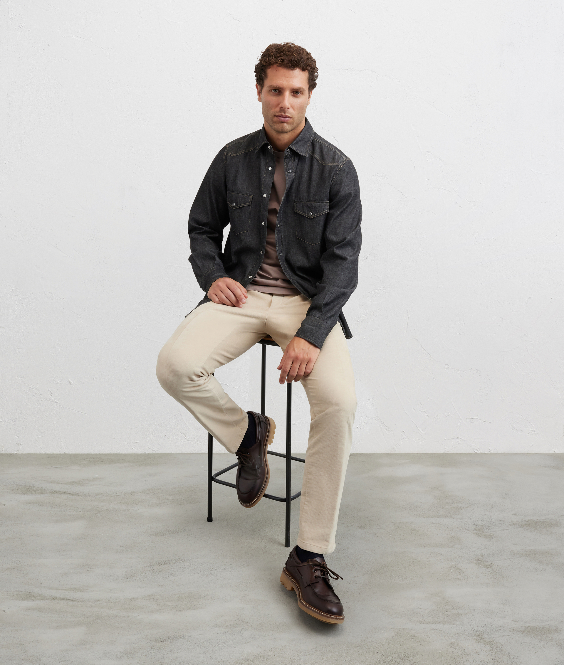 camicia collo siena regular fit in cotone nero - Pal Zileri | Official Website