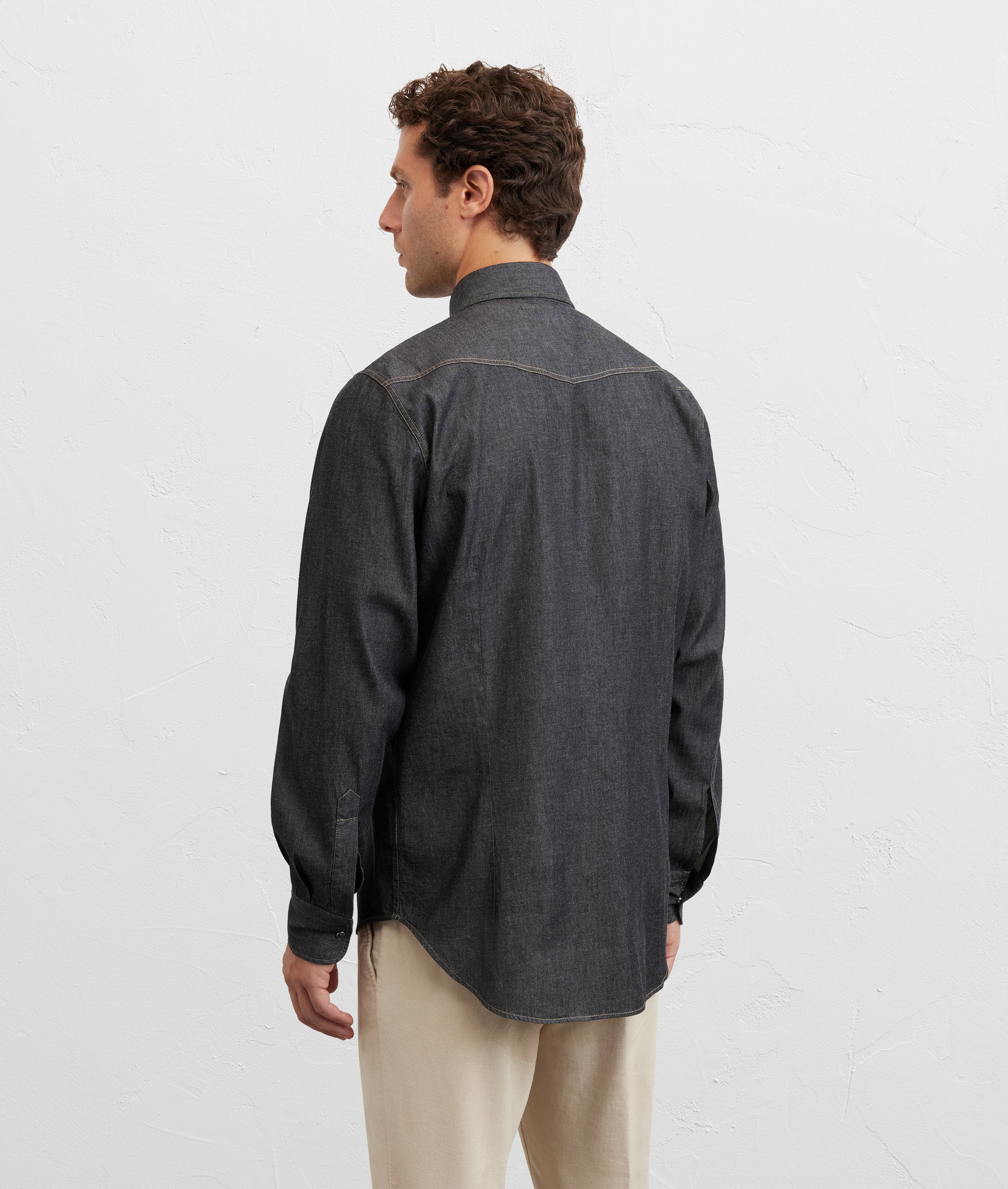 camicia collo siena regular fit in cotone nero - Pal Zileri | Official Website