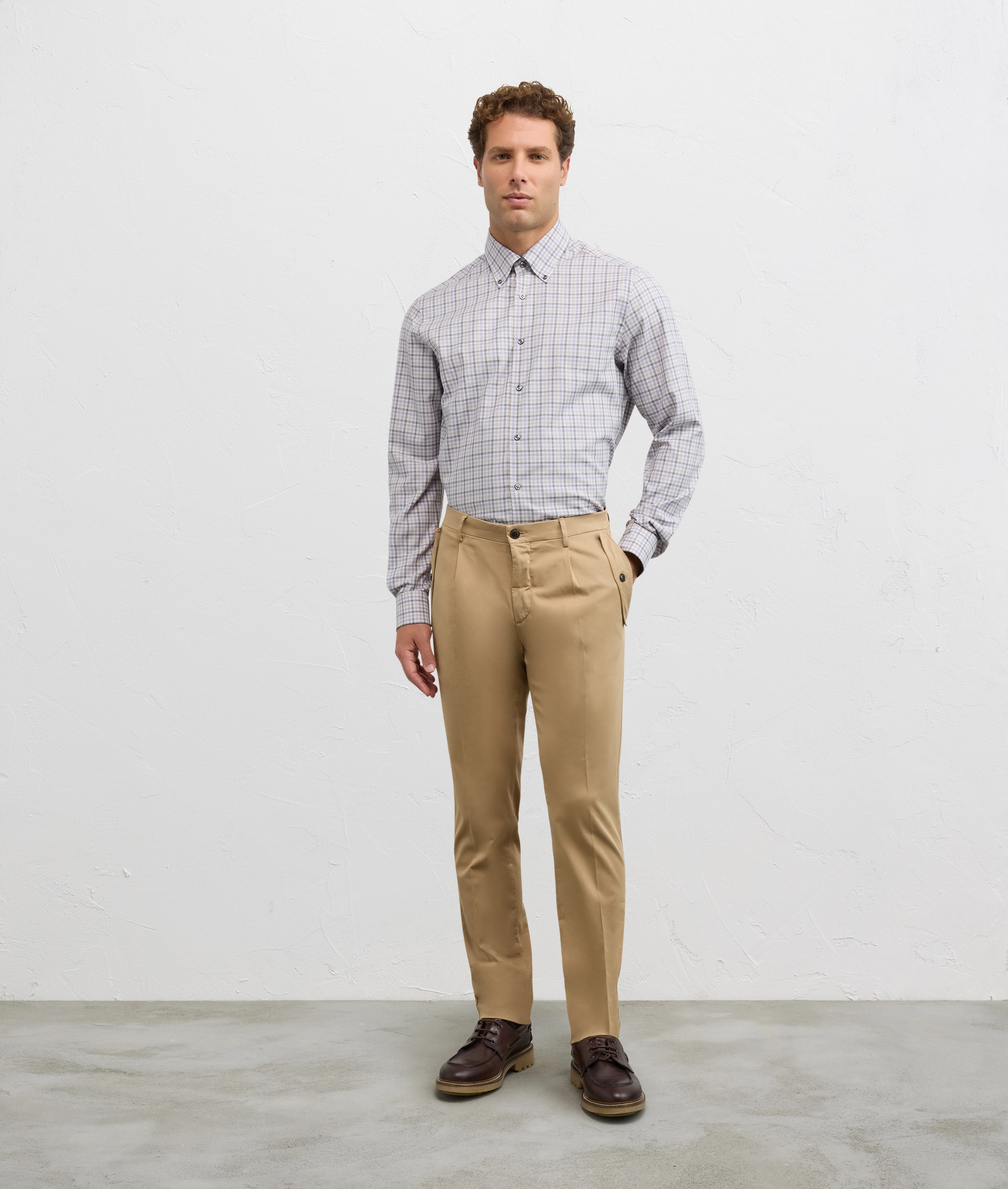 shirt como collar regular fit in cotton purple - Shirts - Pal Zileri | Official Website