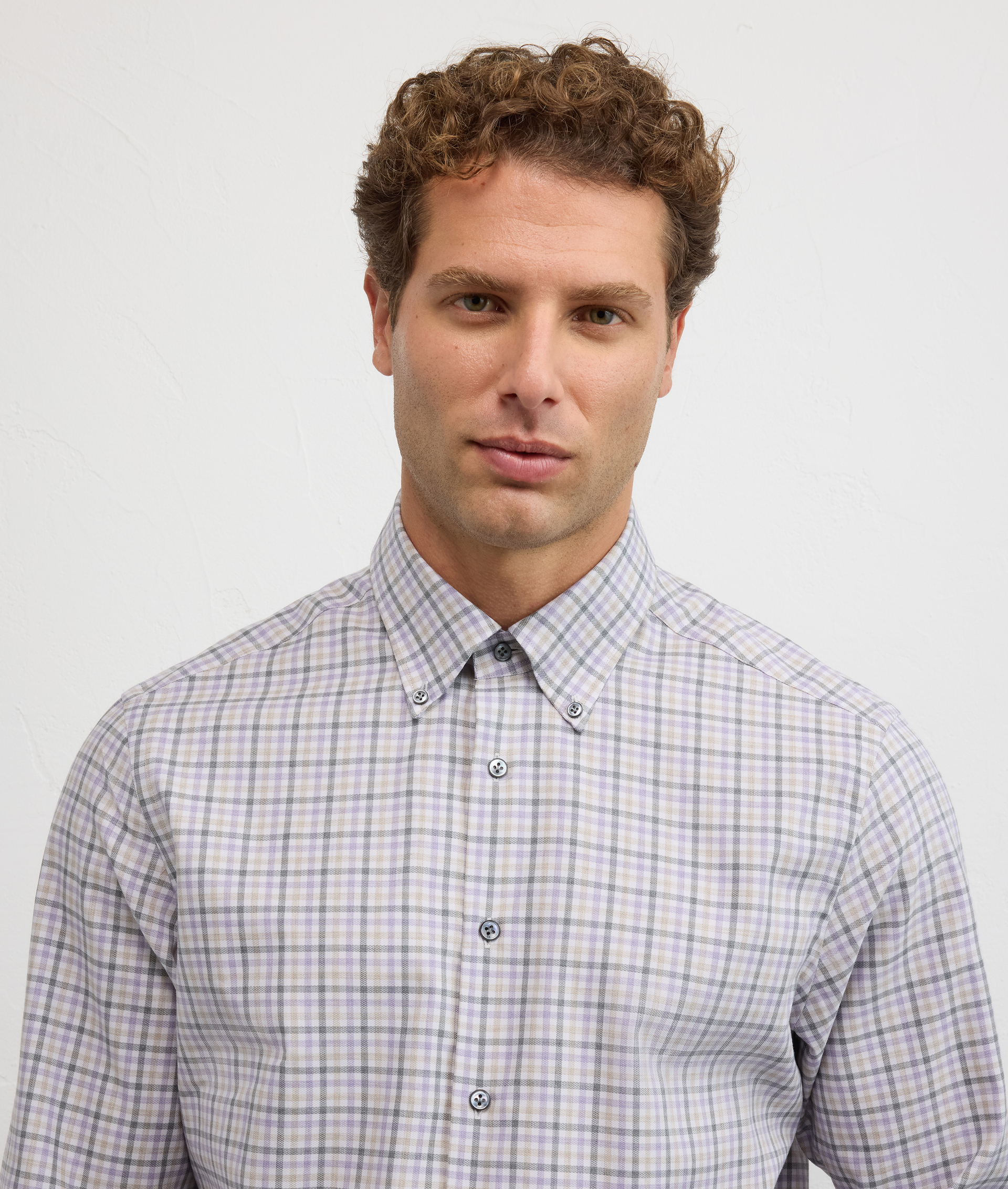 shirt como collar regular fit in cotton purple - Pal Zileri | Official Website