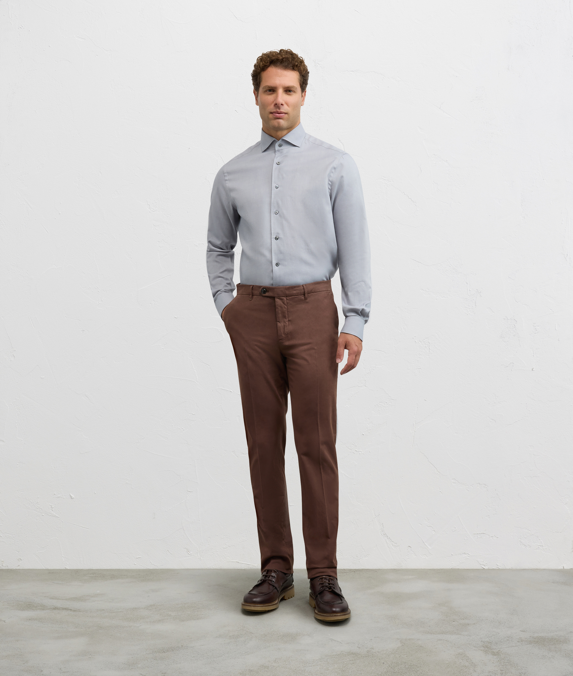 shirt palermo collar regular fit in cotton and lyocell light blue - Shirts - Pal Zileri | Official Website