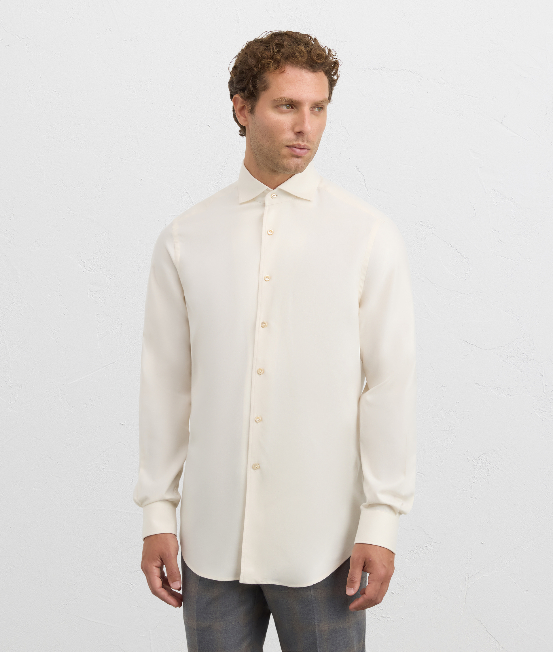 shirt palermo collar regular fit in cotton and lyocell natural | Pal Zileri