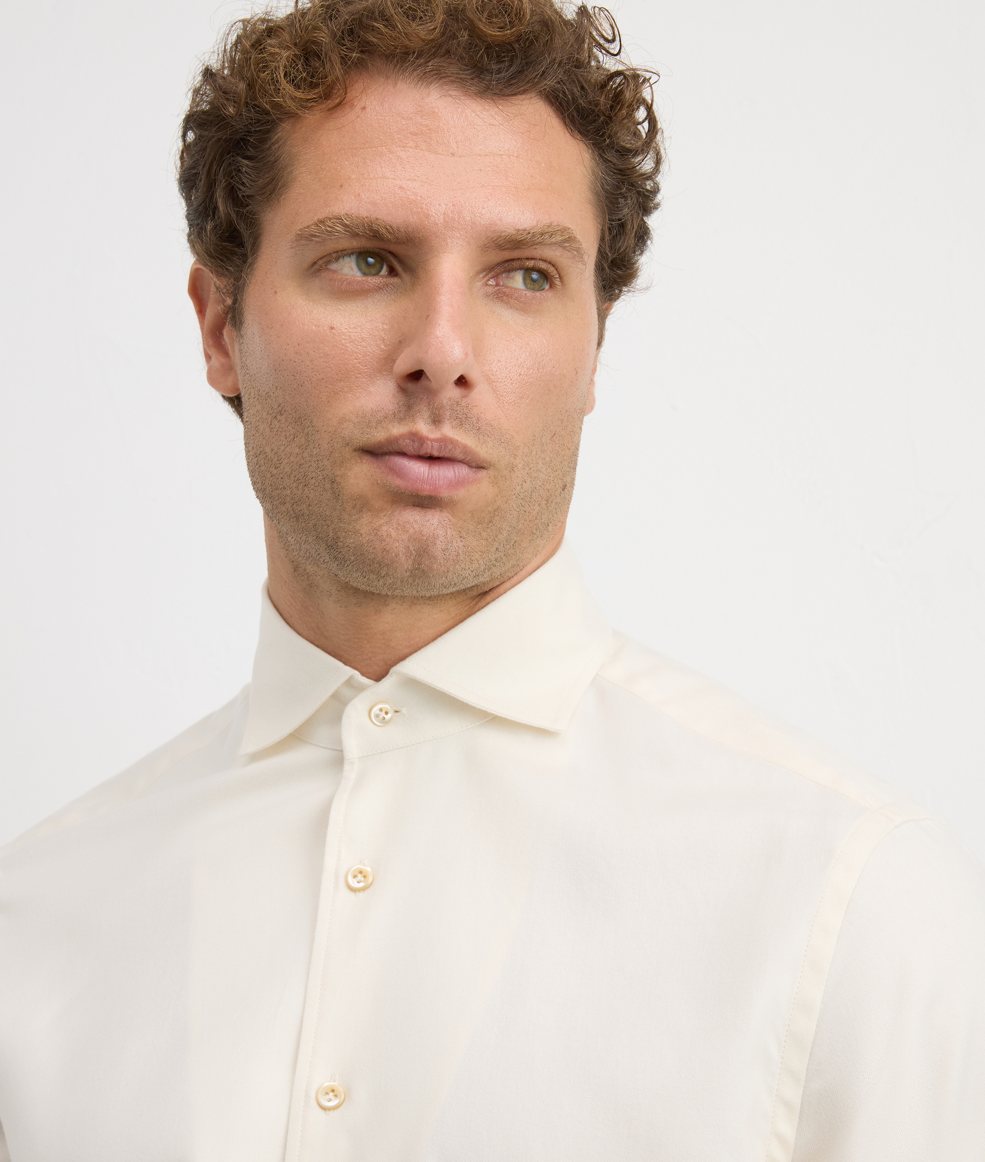 shirt palermo collar regular fit in cotton and lyocell natural | Pal Zileri