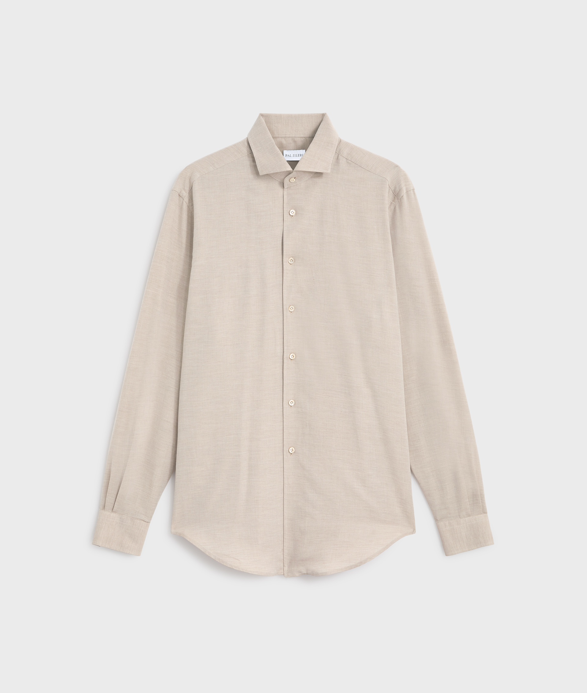 shirt palermo collar regular fit in cotton and cashmere light brown - Shirts - Pal Zileri | Official Website