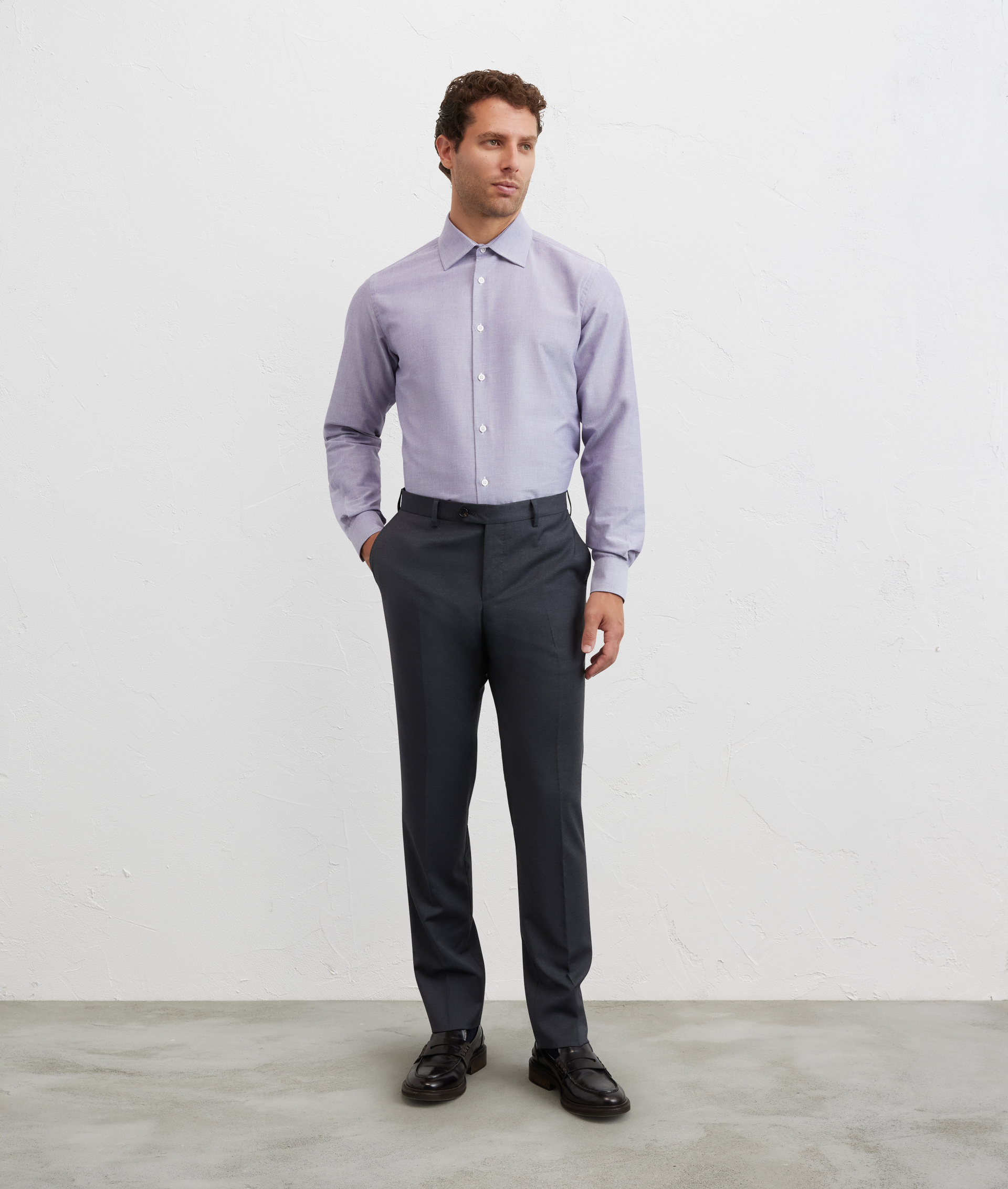 shirt milano collar regular fit in cotton purple - Pal Zileri | Official Website