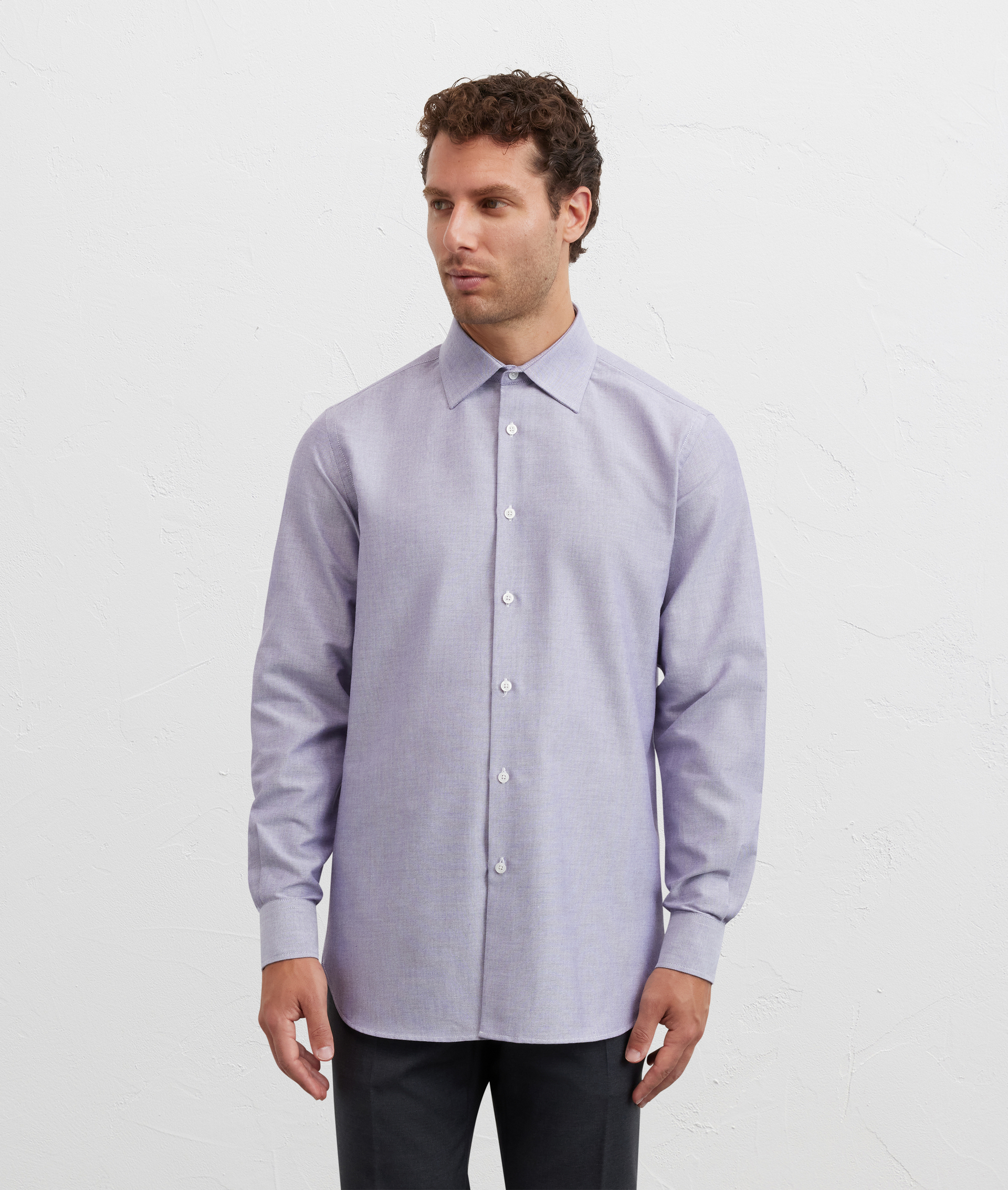 shirt milano collar regular fit in cotton purple - Pal Zileri | Official Website