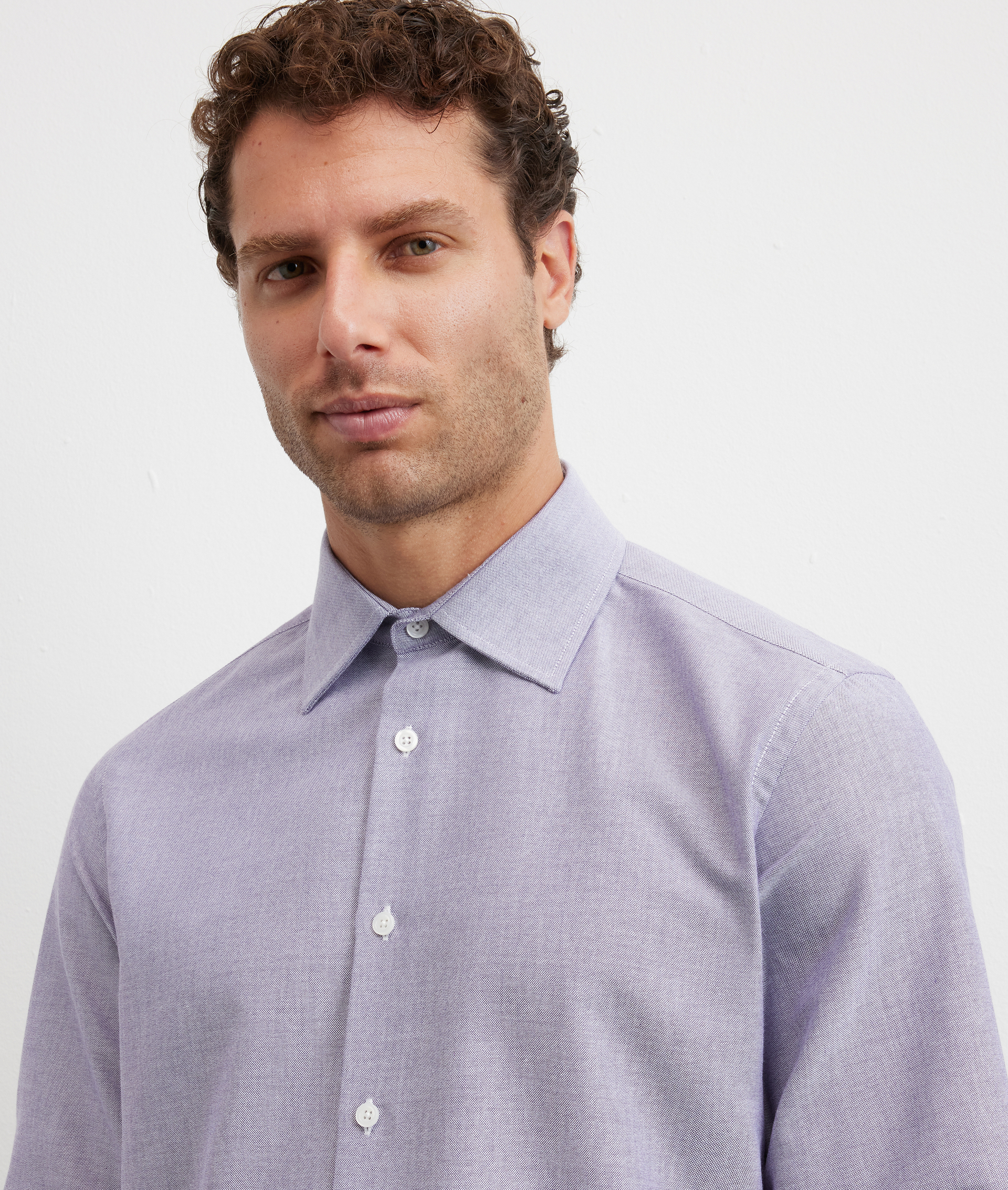 shirt milano collar regular fit in cotton purple - Pal Zileri | Official Website