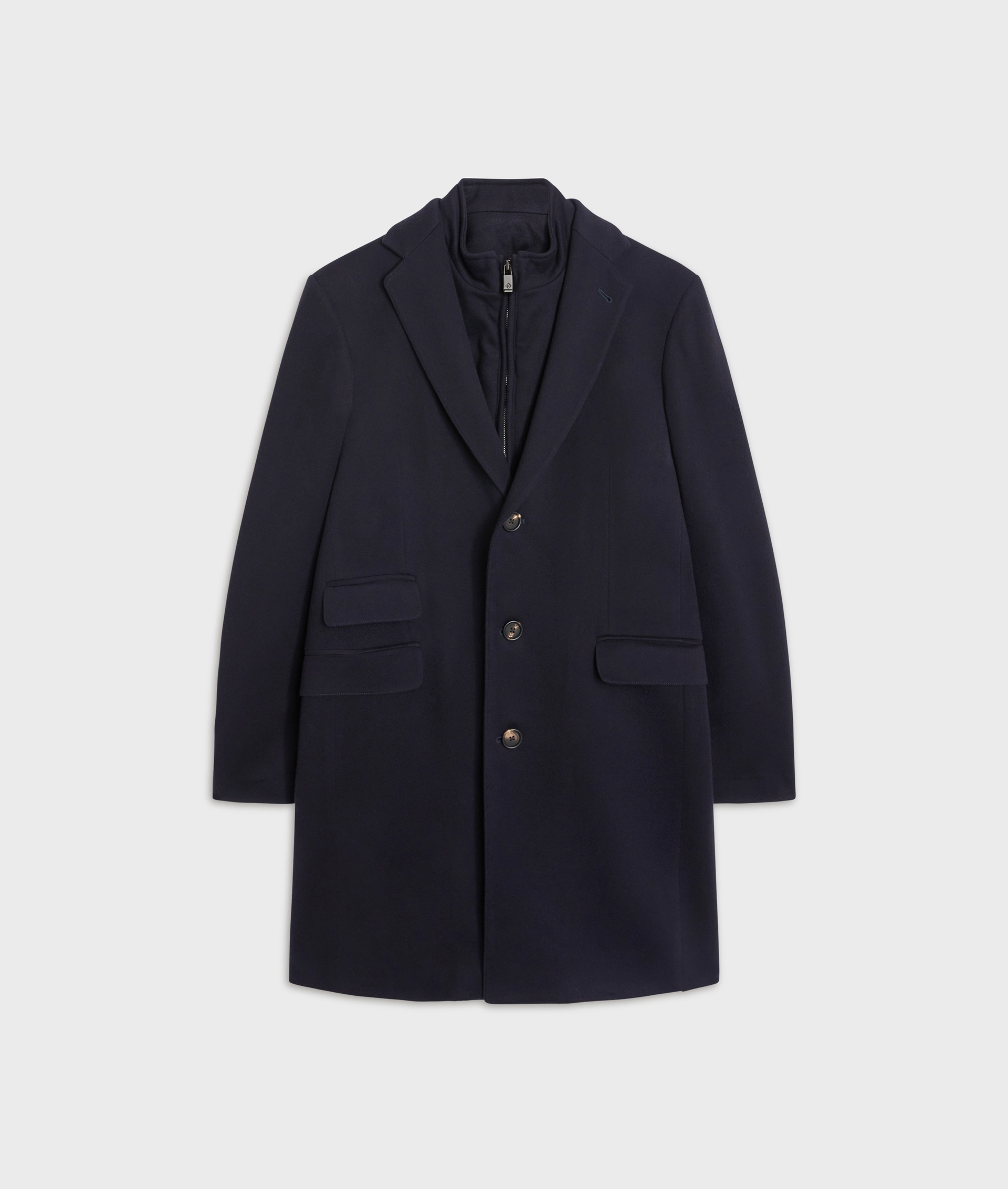 navy blue single breasted slim fit coat in wool and cashmere - Outerwear - Pal Zileri | Official Website