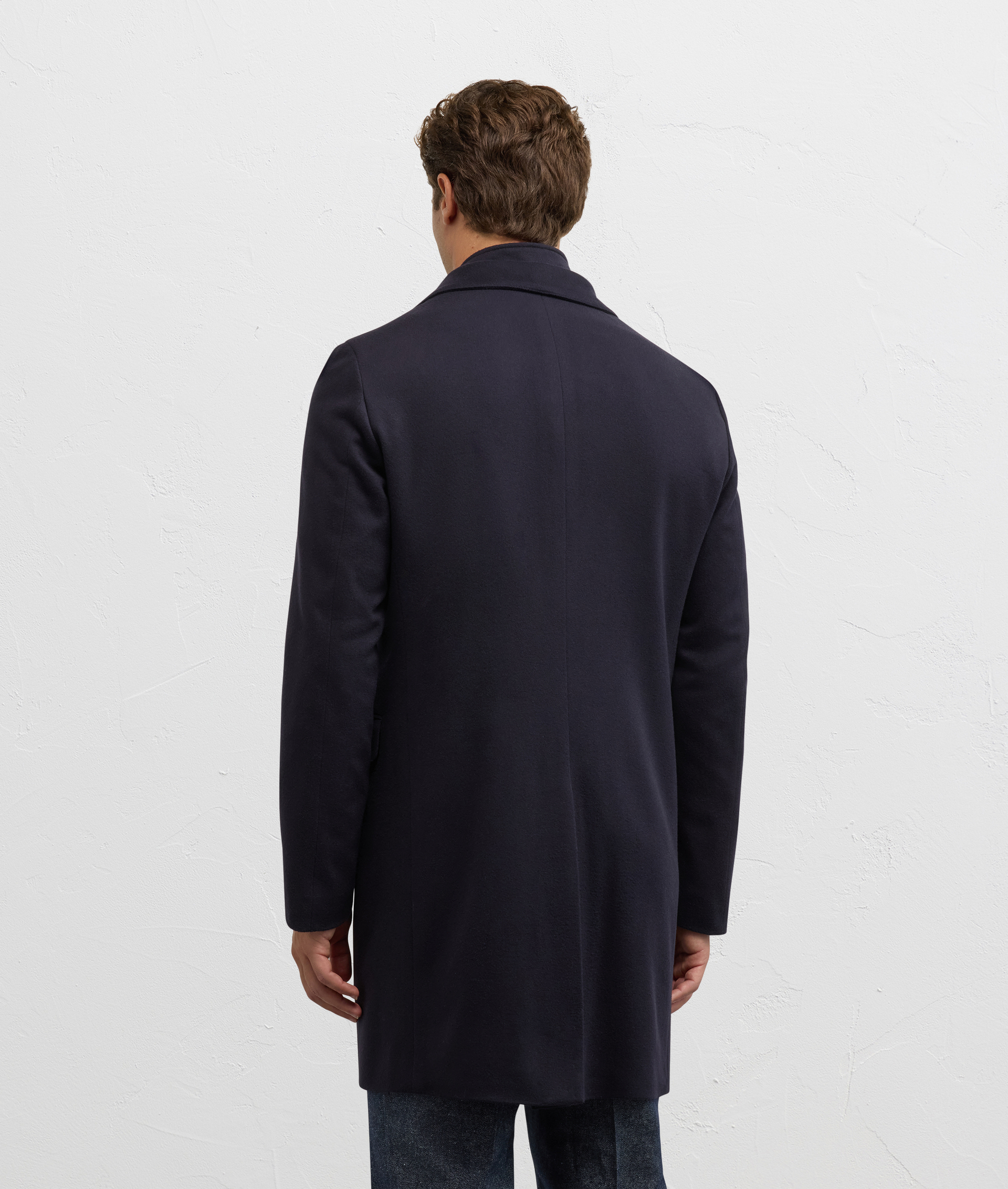 navy blue single breasted slim fit coat in wool and cashmere - Pal Zileri | Official Website
