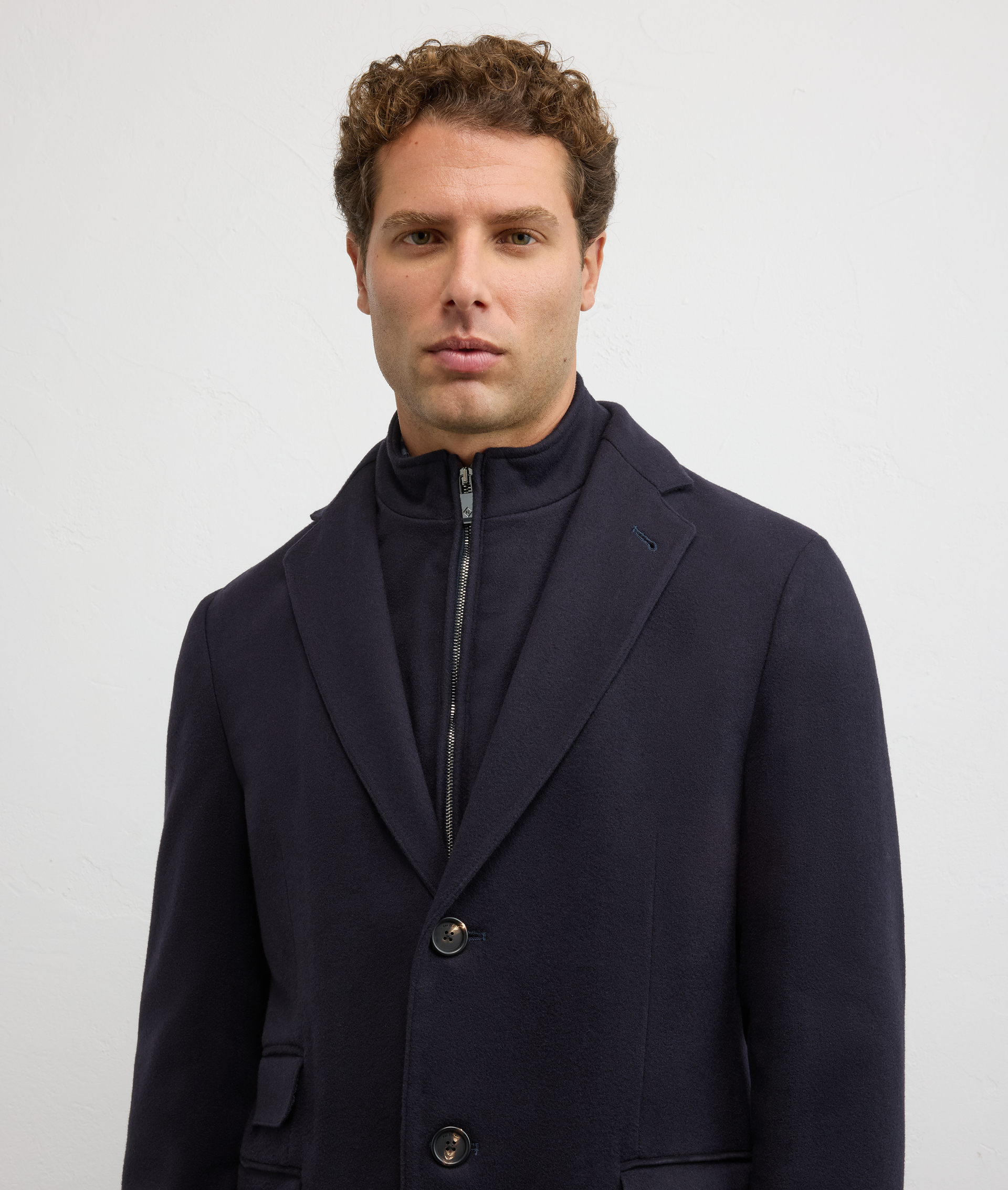 navy blue single breasted slim fit coat in wool and cashmere - Pal Zileri | Official Website