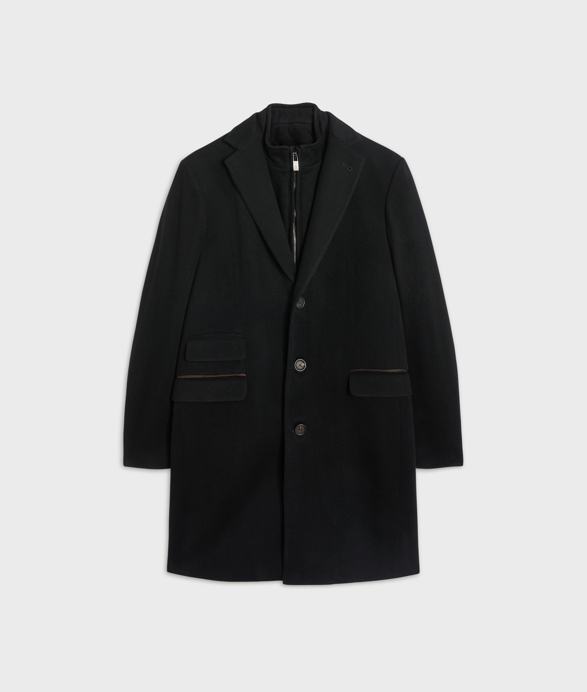 black single breasted slim fit coat in wool and cashmere - Outerwear - Pal Zileri | Official Website