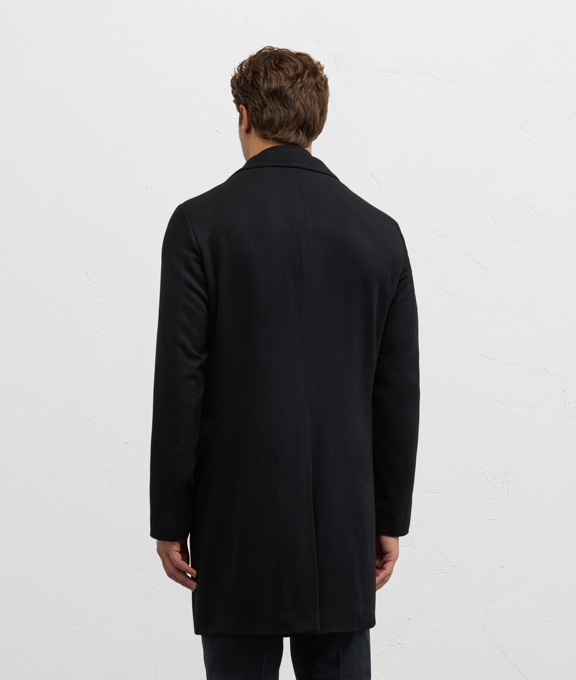 black single breasted slim fit coat in wool and cashmere - Pal Zileri | Official Website