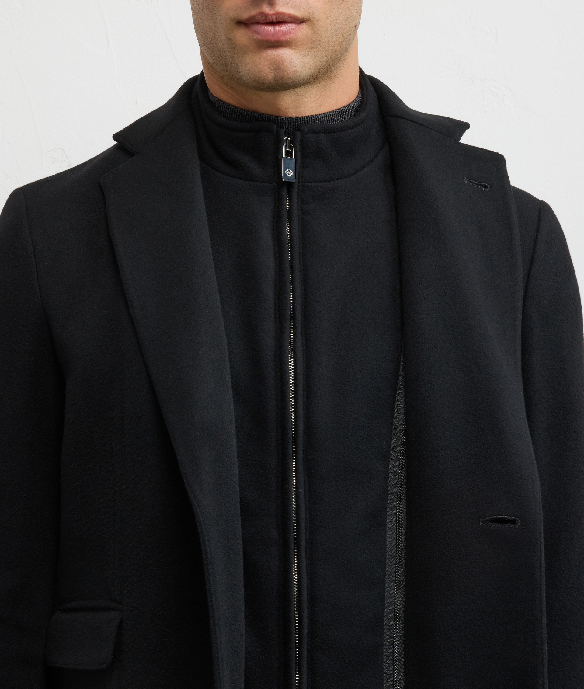 black single breasted slim fit coat in wool and cashmere - Pal Zileri | Official Website