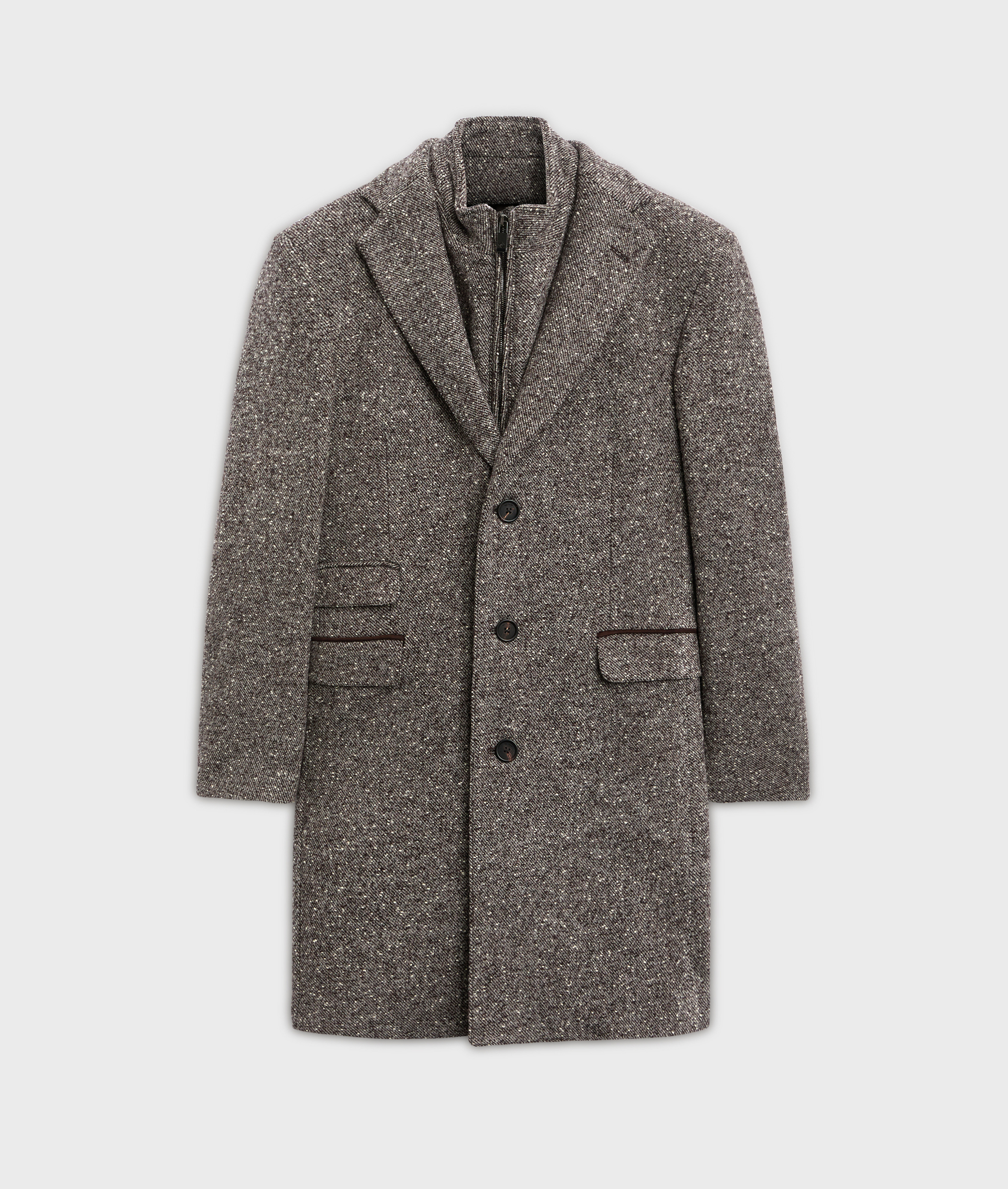 brown single breasted slim fit coat in wool and nylon | Pal Zileri