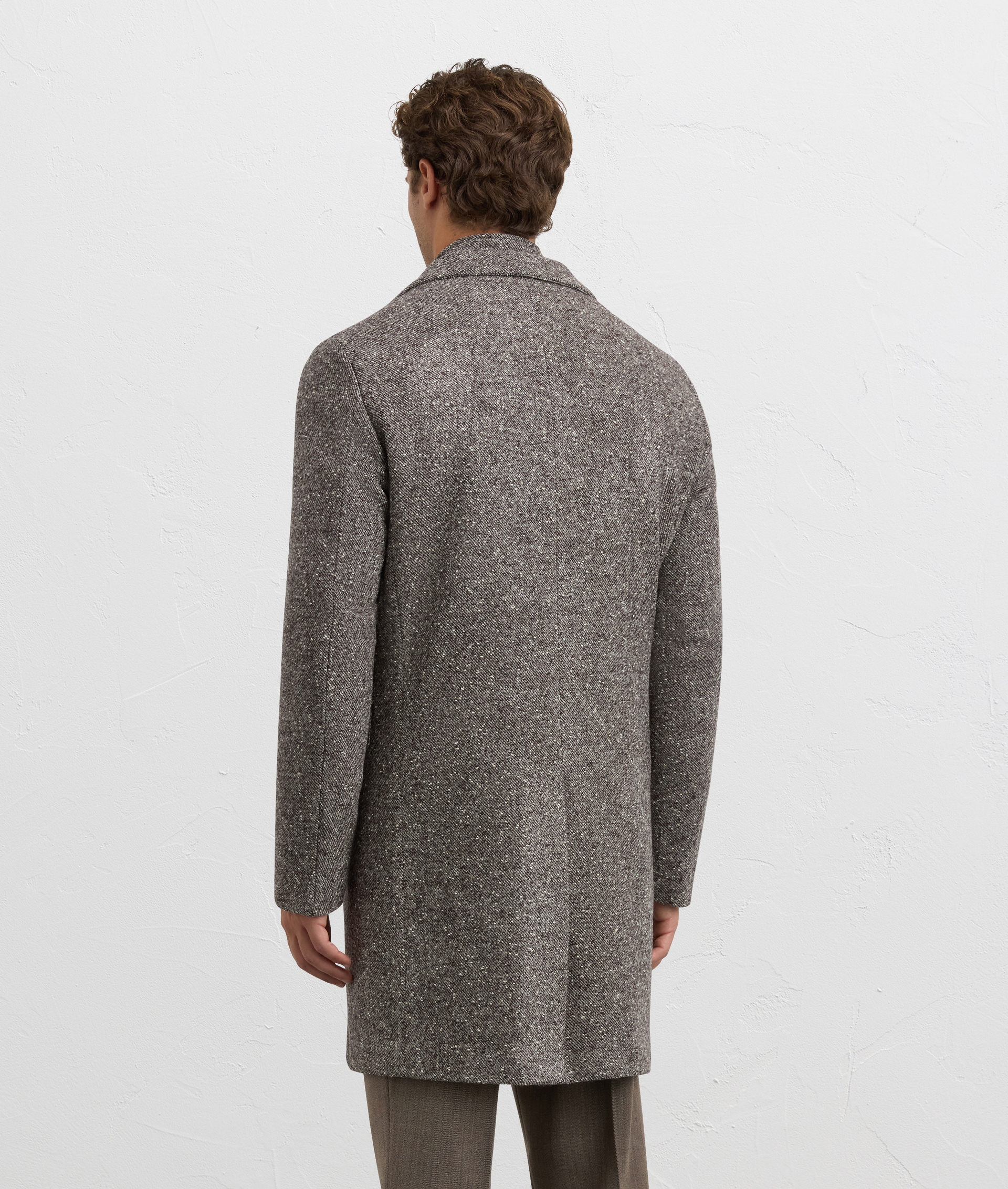 brown single breasted slim fit coat in wool and nylon | Pal Zileri