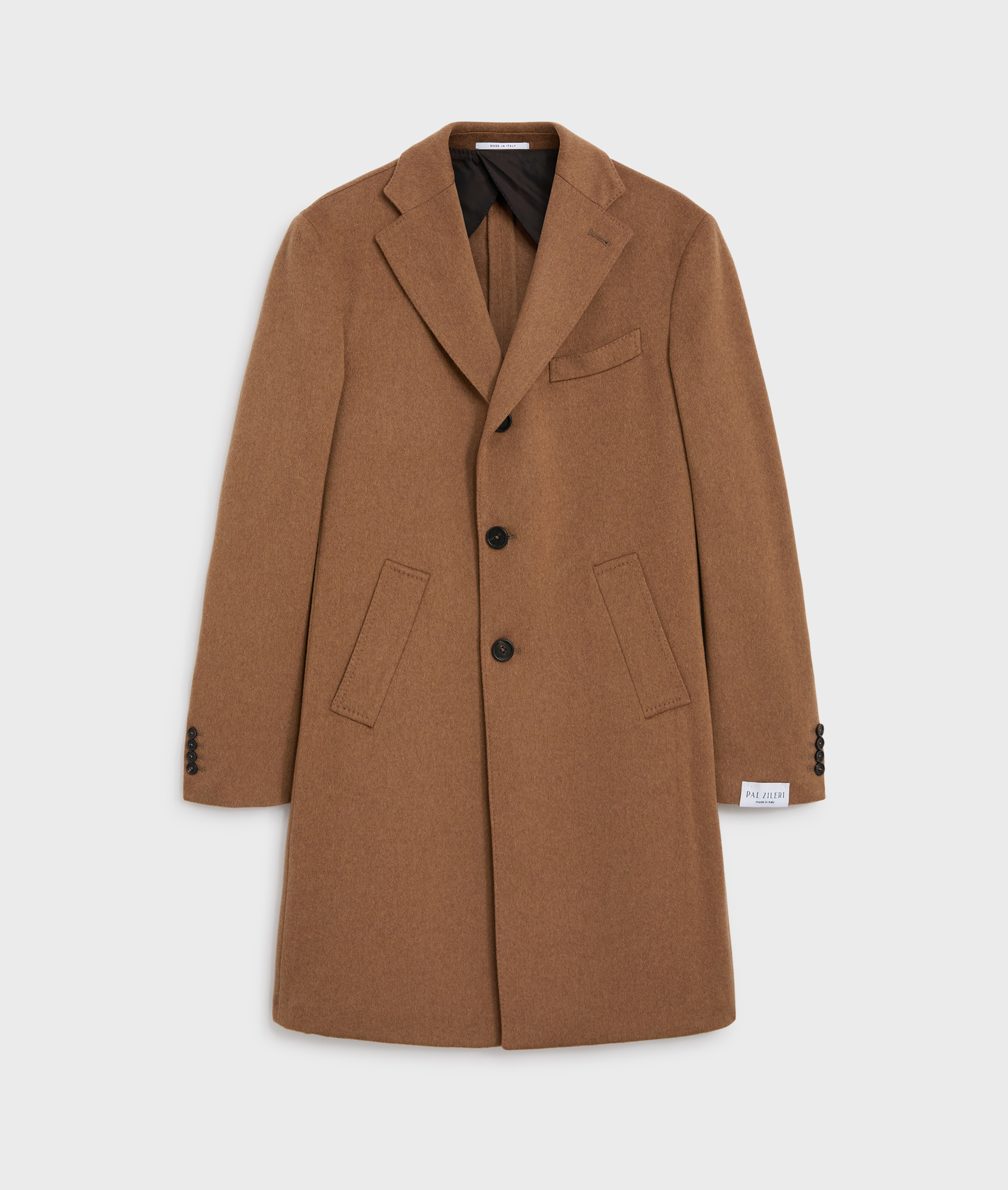 camel single breasted regular fit coat in virgin wool 170 - Pal Zileri | Official Website