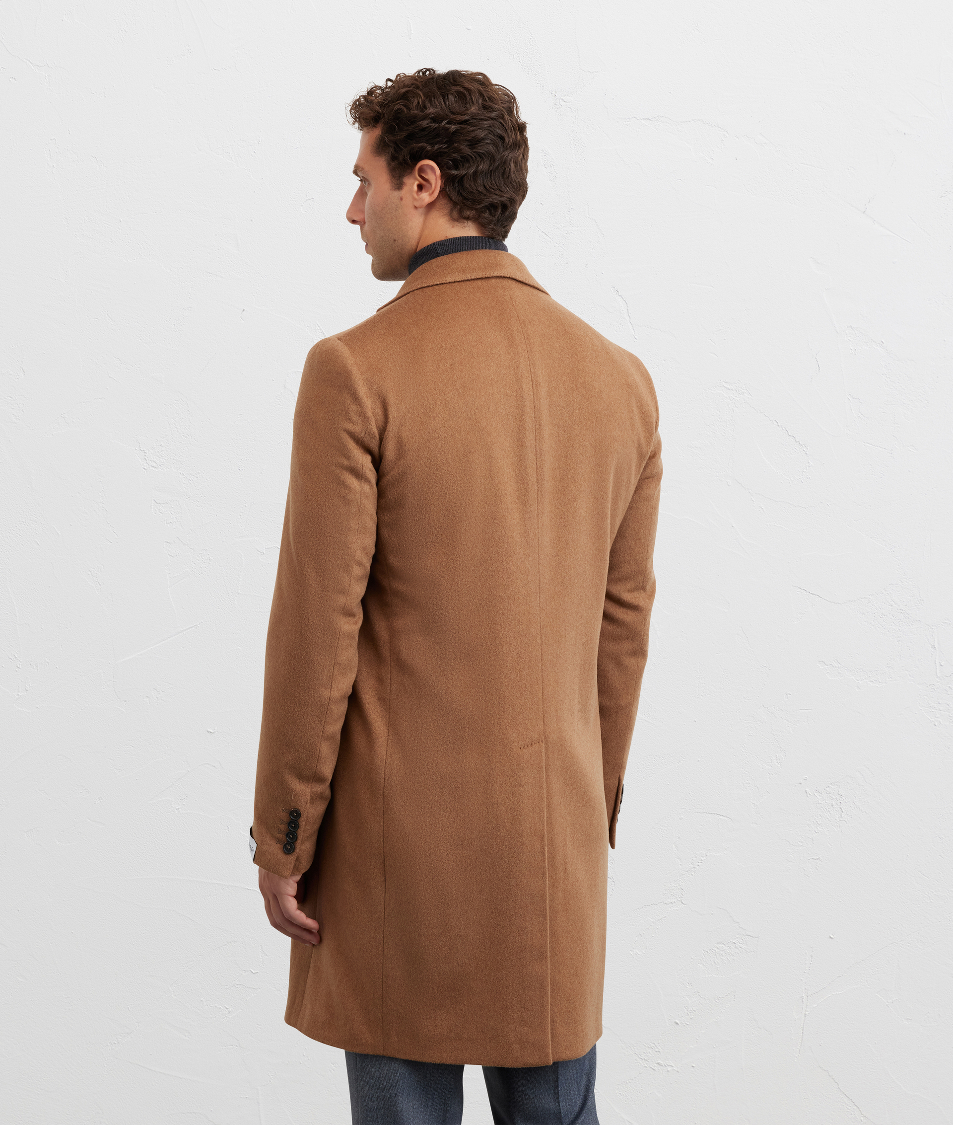 camel single breasted regular fit coat in virgin wool 170 - Pal Zileri | Official Website
