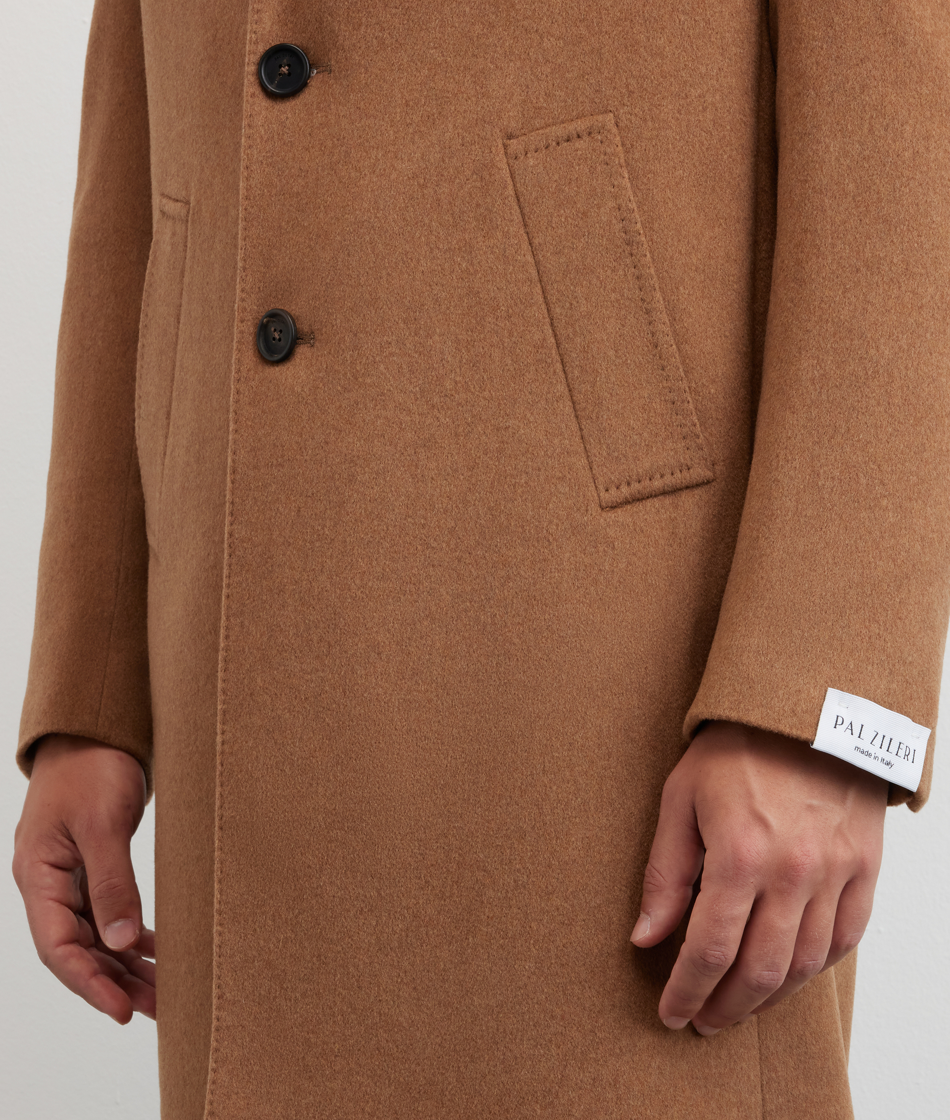 camel single breasted regular fit coat in virgin wool 170 - Pal Zileri | Official Website