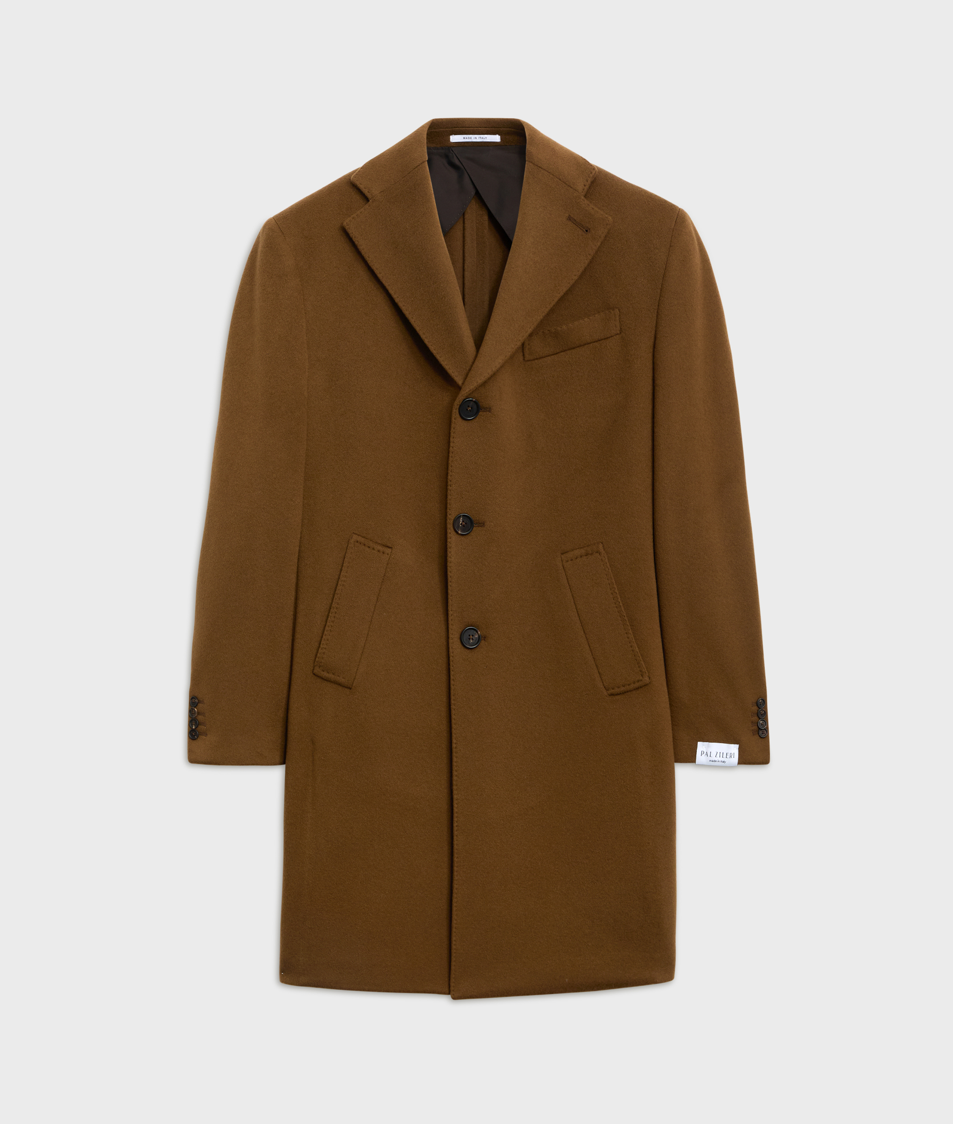 brown cashmere single breasted regular fit coat | Pal Zileri