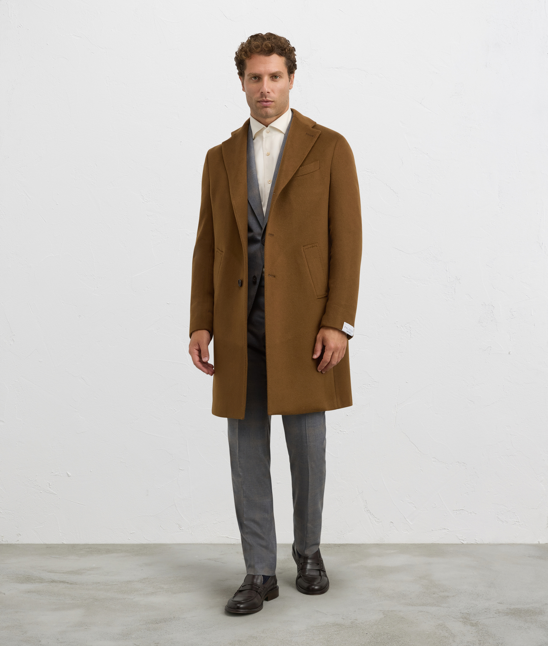 brown cashmere single breasted regular fit coat | Pal Zileri