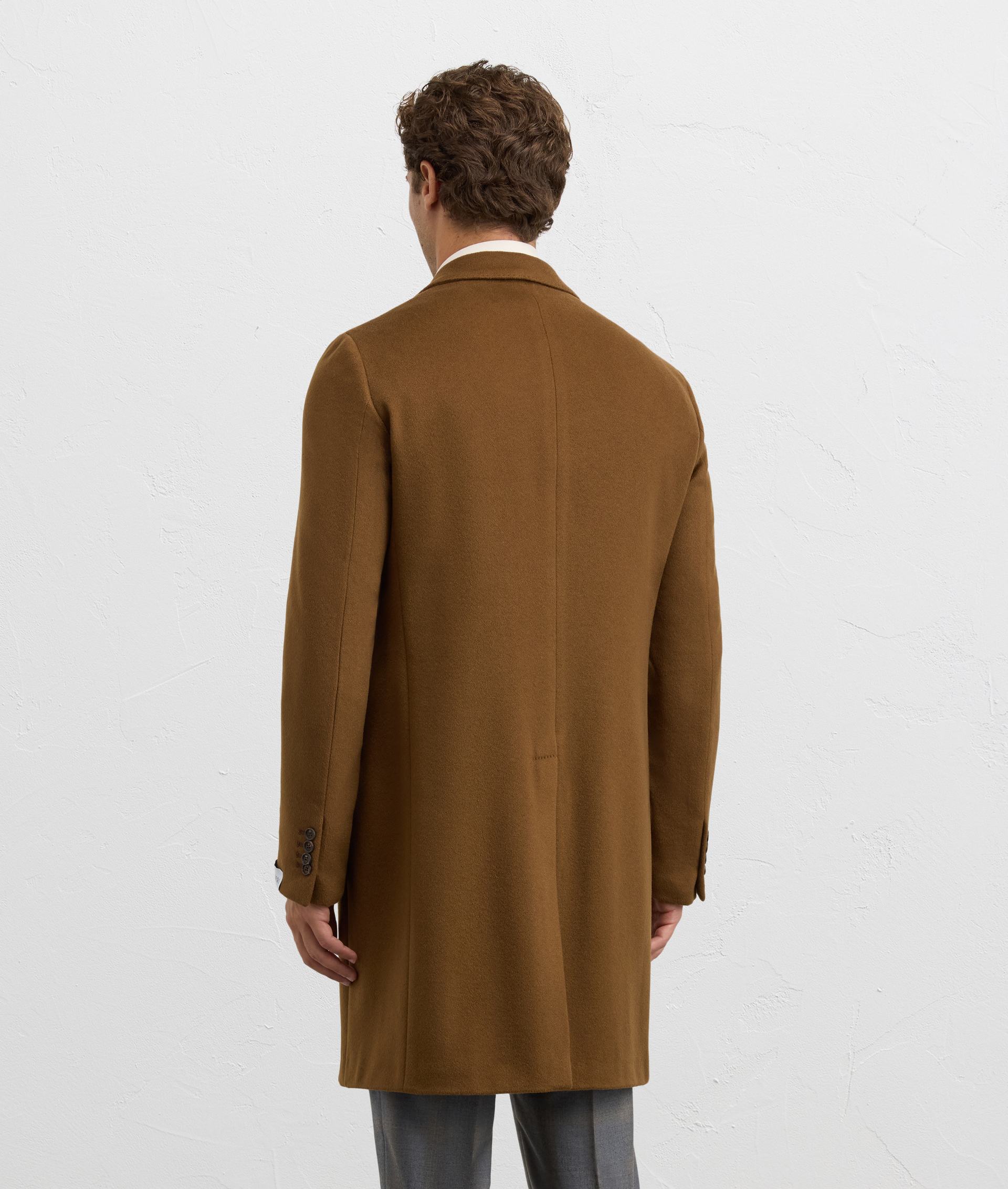 brown cashmere single breasted regular fit coat | Pal Zileri