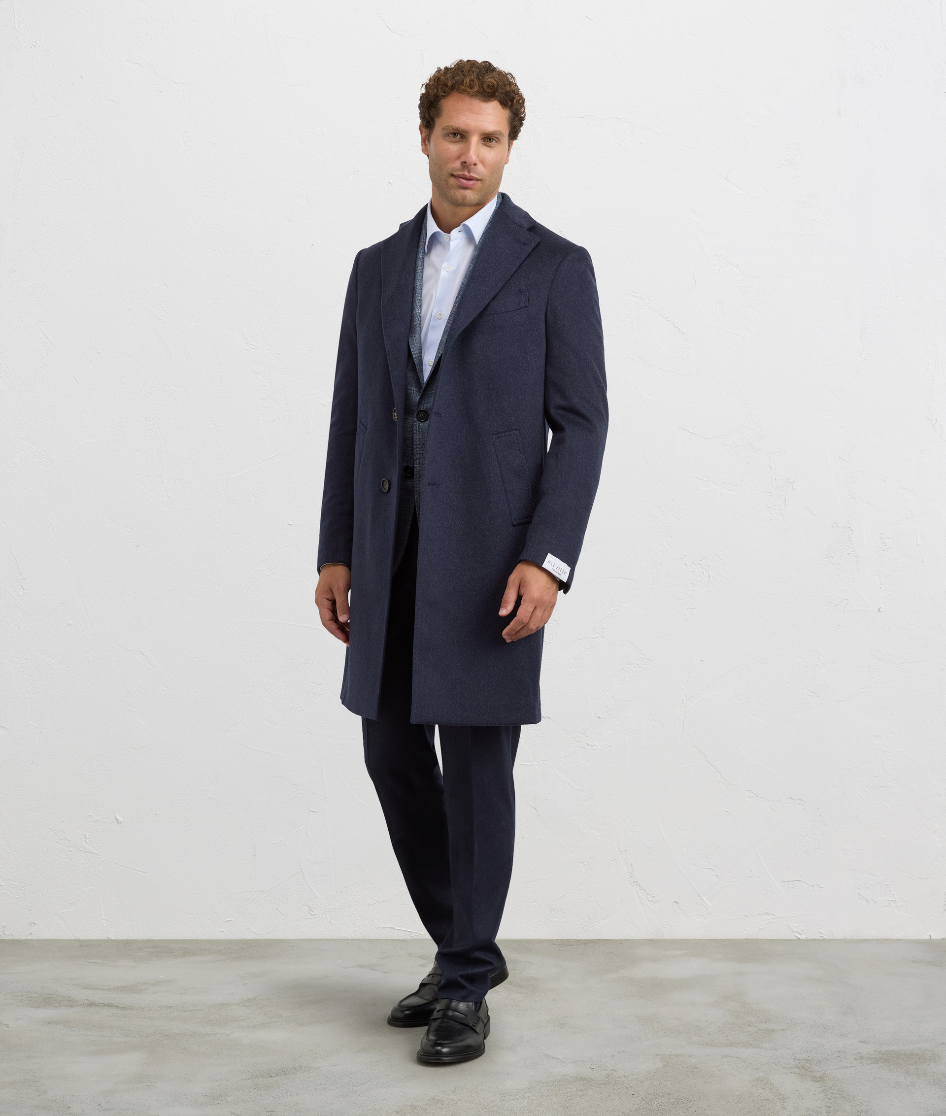 navy blue cashmere single breasted regular fit coat | Pal Zileri