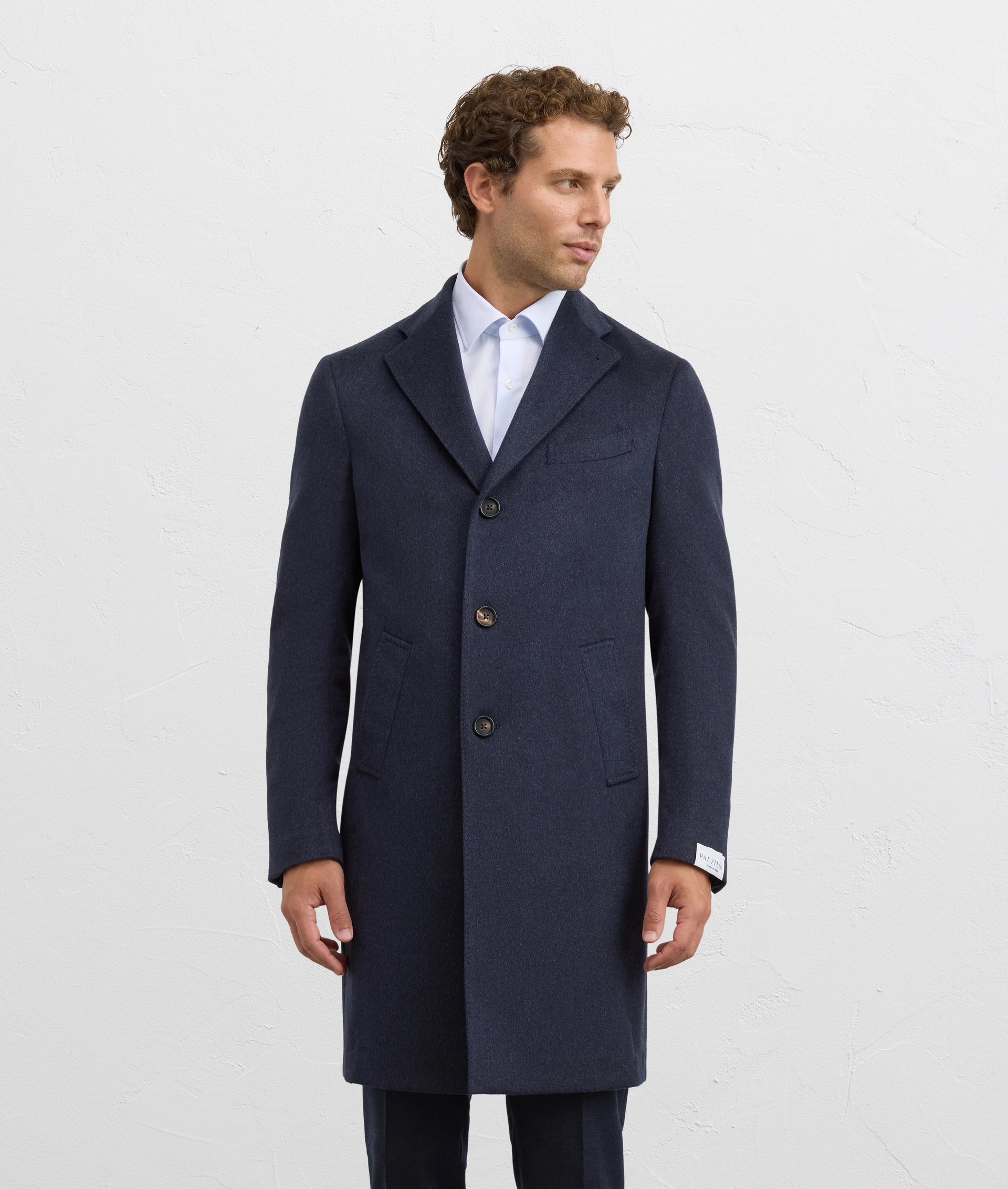 navy blue cashmere single breasted regular fit coat | Pal Zileri