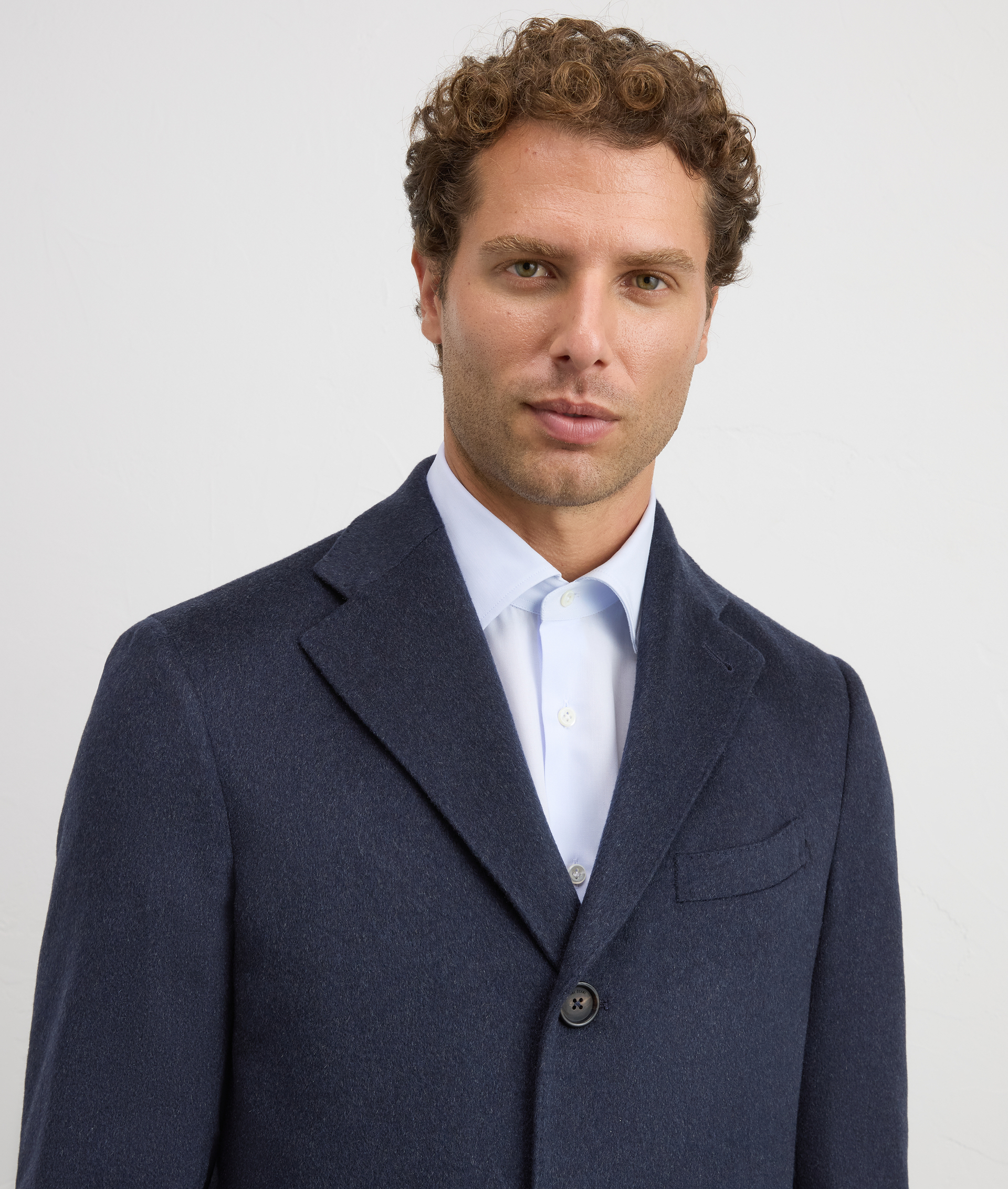 navy blue cashmere single breasted regular fit coat | Pal Zileri