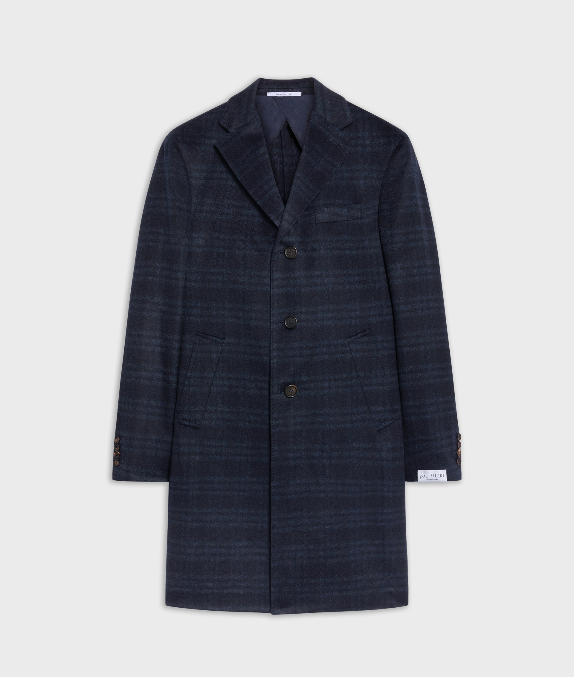 navy blue cashmere single breasted regular fit coat - Outerwear - Pal Zileri | Official Website