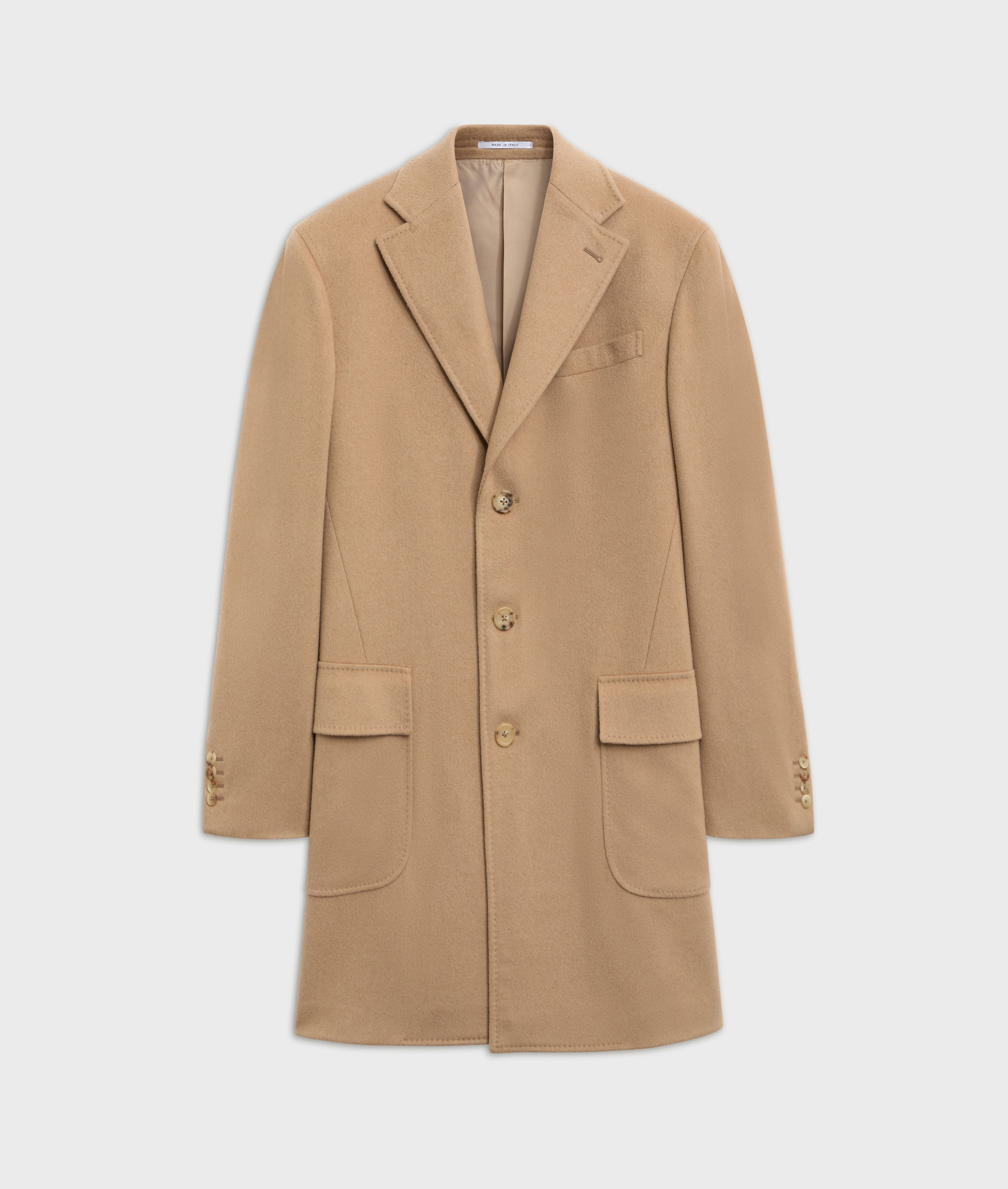 camel leather single breasted regular fit coat camel colour | Pal Zileri