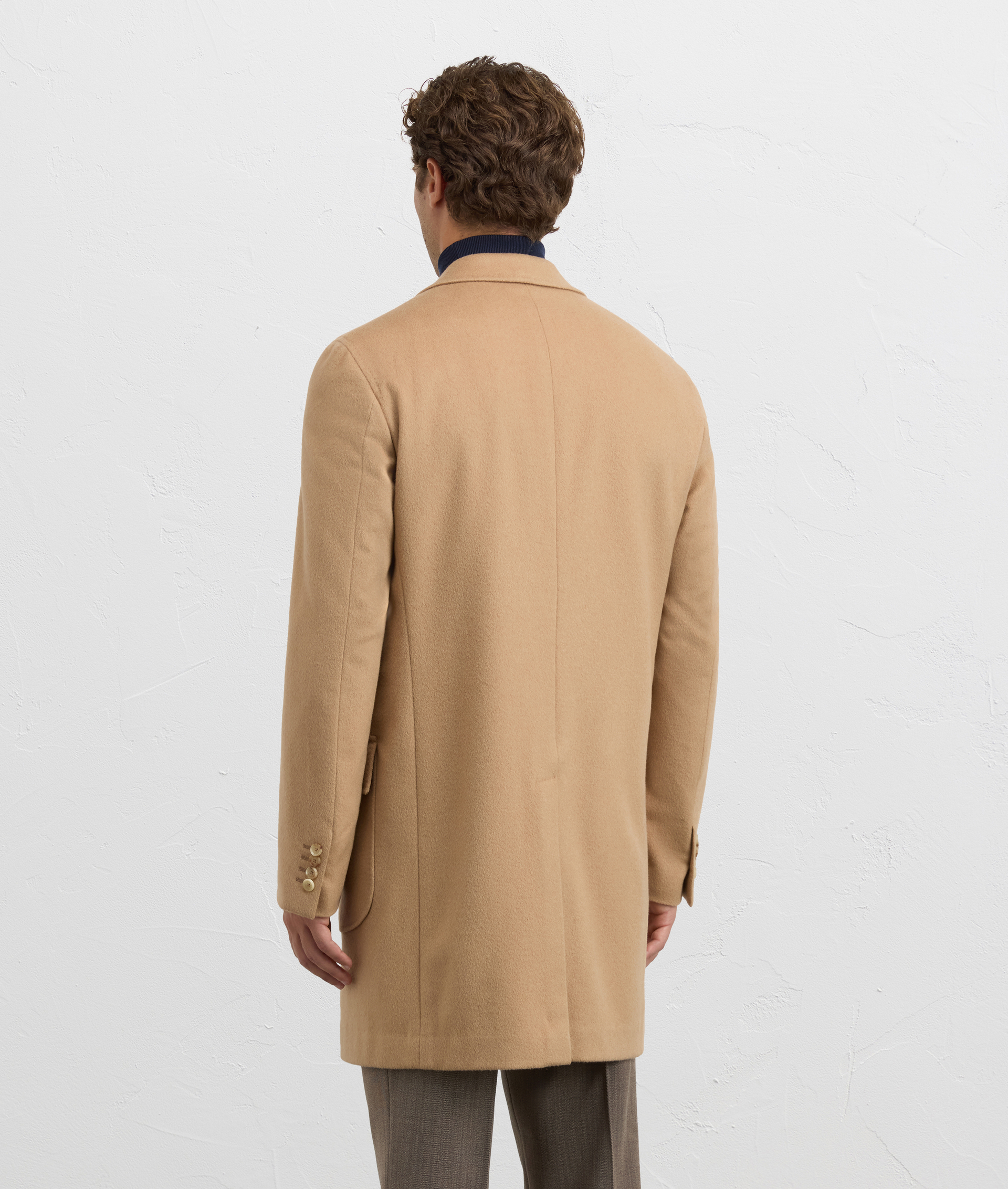 camel leather single breasted regular fit coat camel colour | Pal Zileri