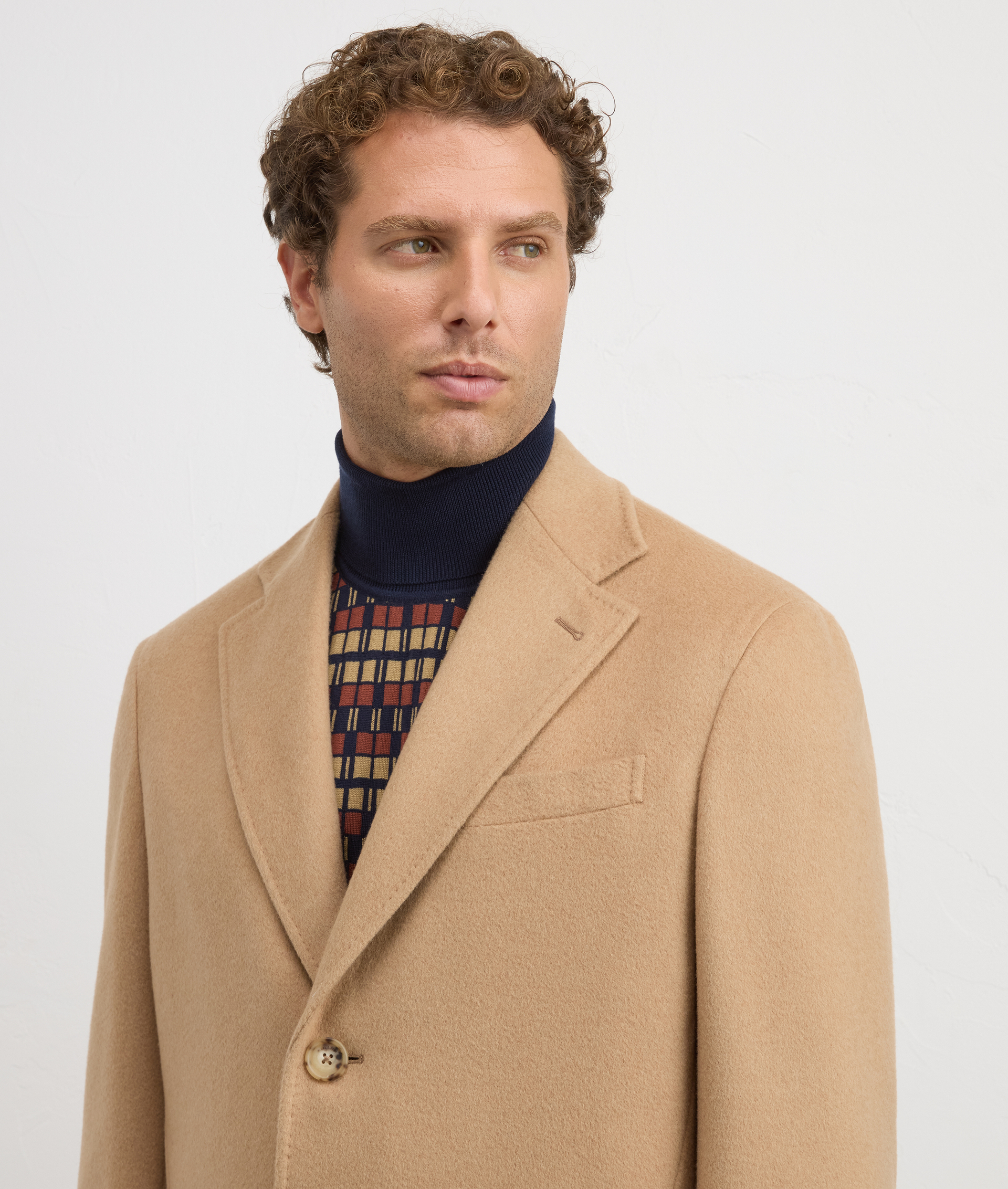 camel leather single breasted regular fit coat camel colour | Pal Zileri