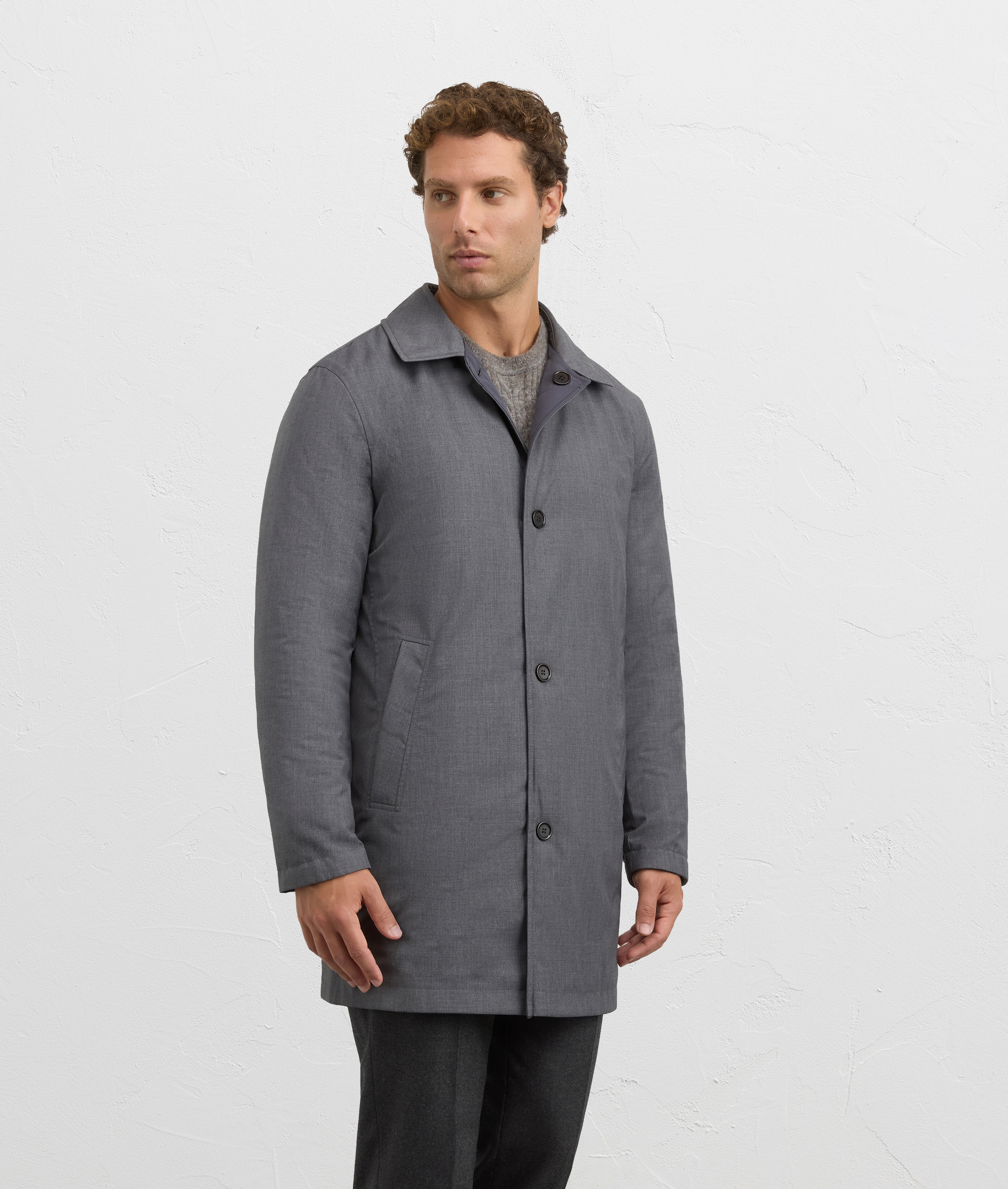 grey reversible raincoat regular fit in polyester | Pal Zileri