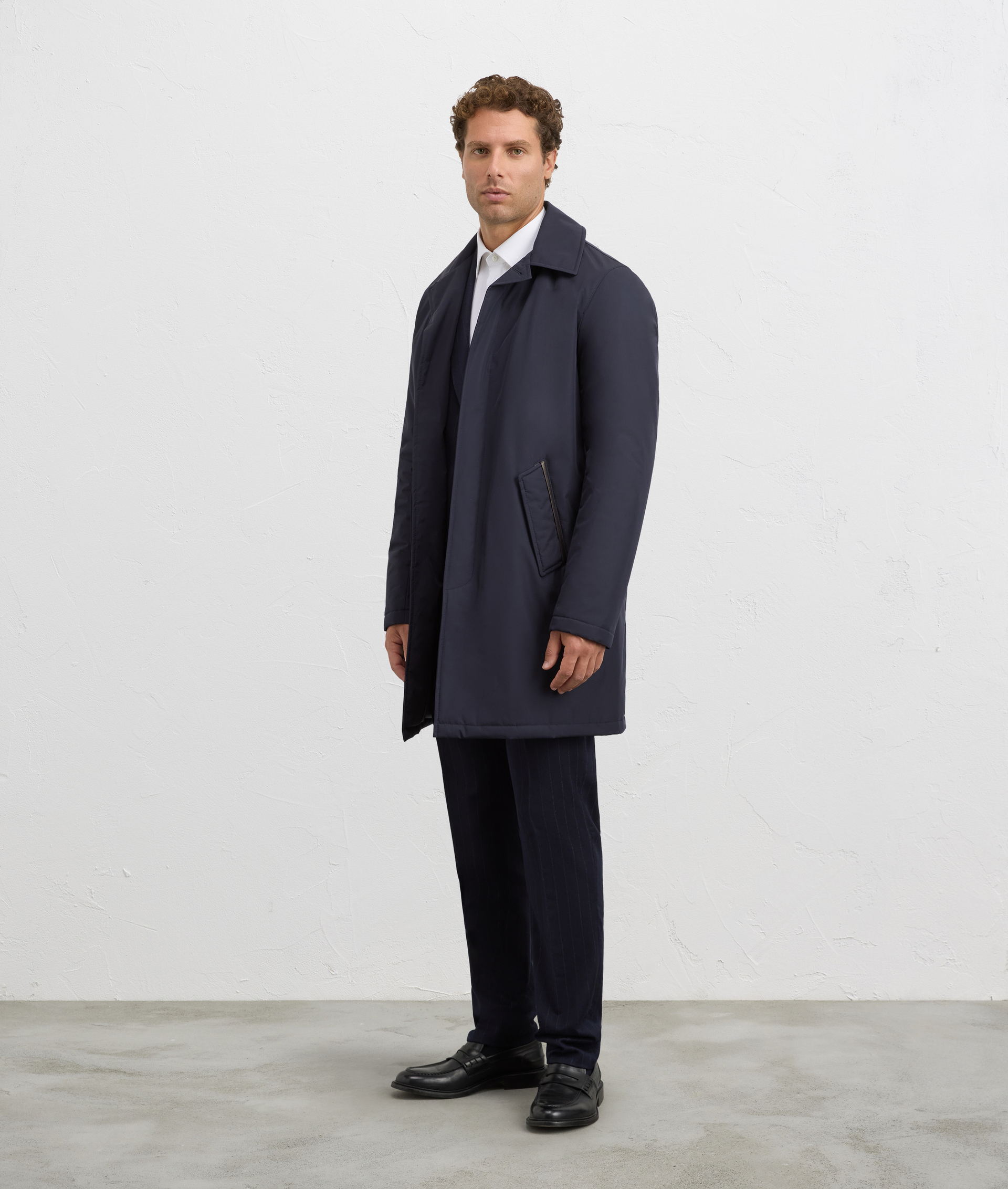 navy blue car coat fully lined regular fit in polyester | Pal Zileri
