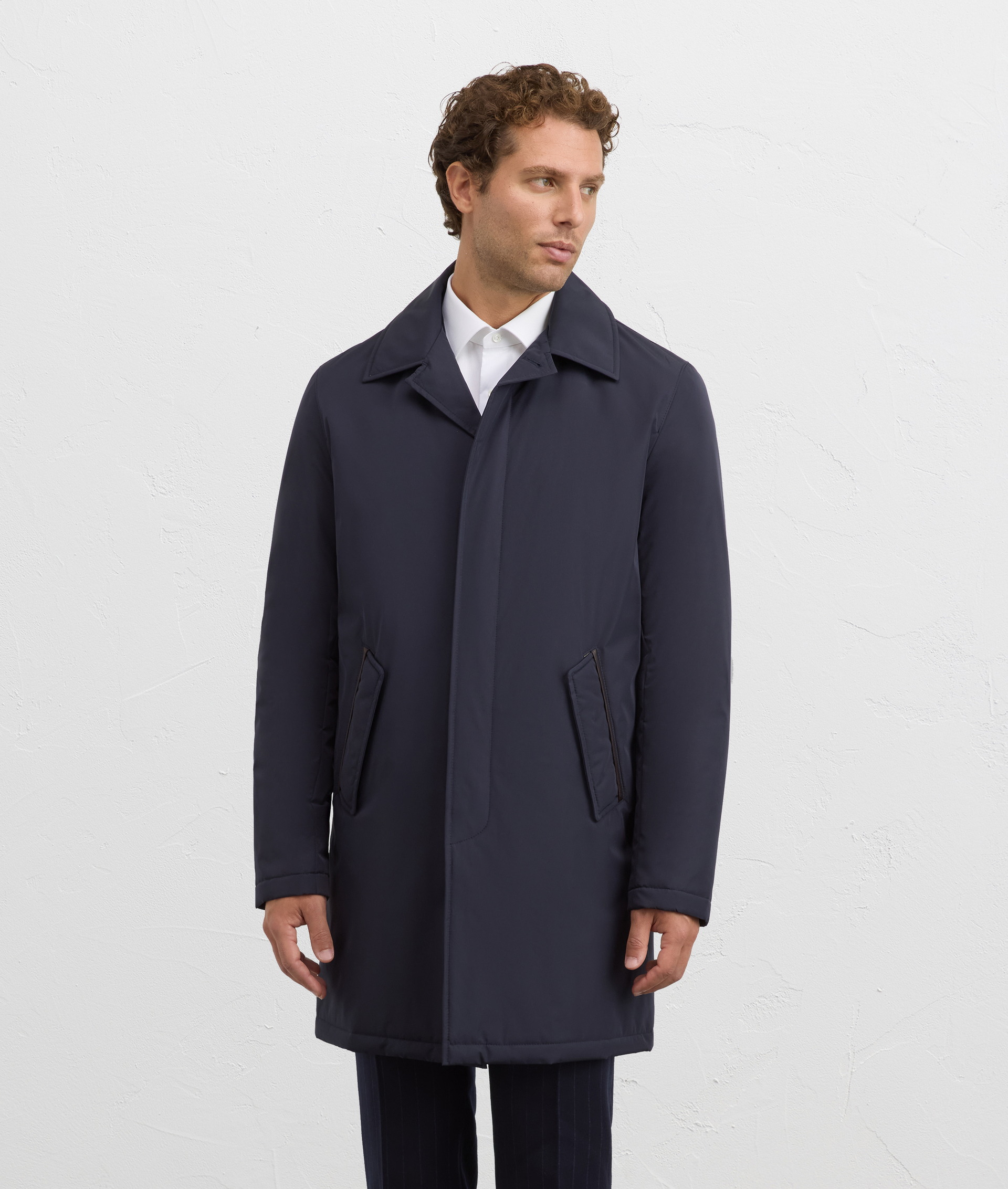 navy blue car coat fully lined regular fit in polyester | Pal Zileri