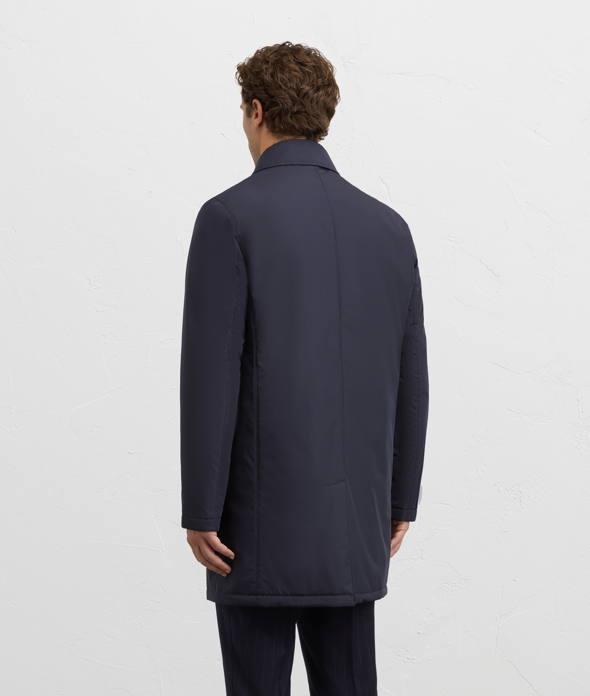 navy blue car coat fully lined regular fit in polyester | Pal Zileri