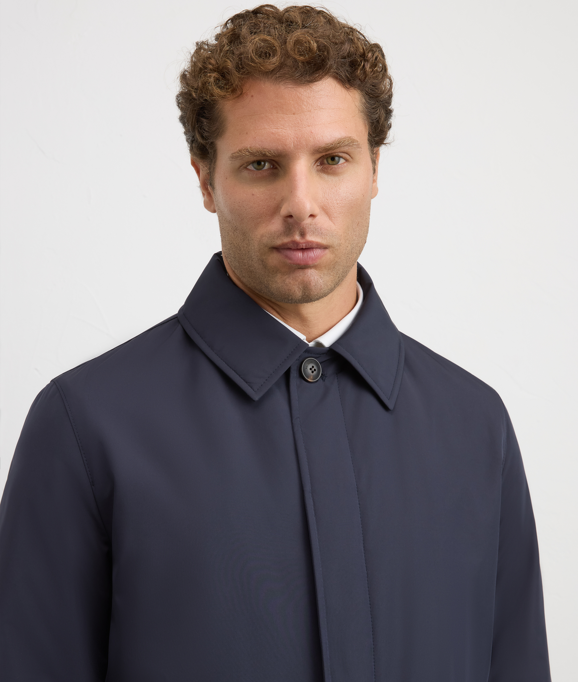 navy blue car coat fully lined regular fit in polyester | Pal Zileri